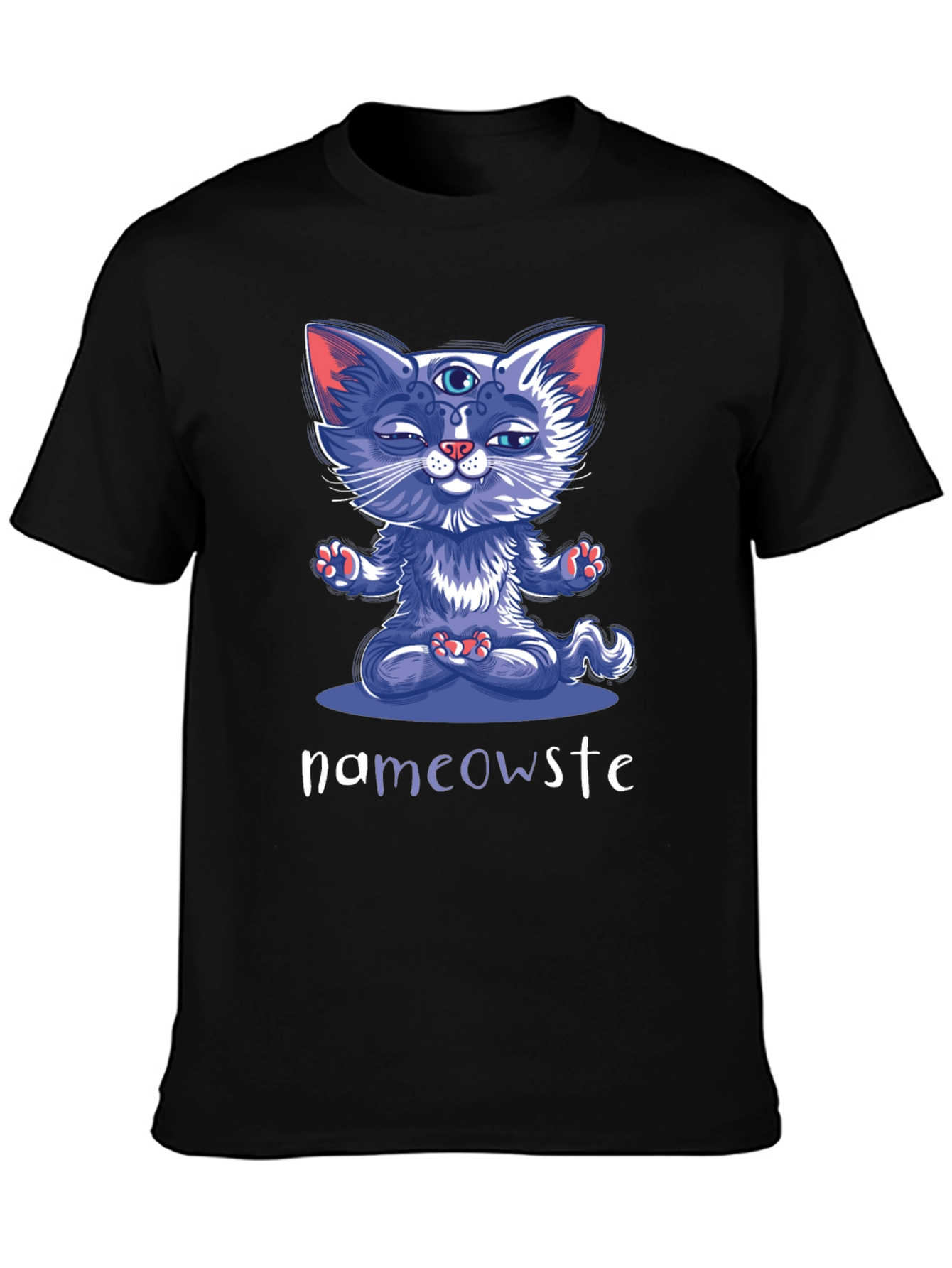 Black Namaste Cat Graphic T-Shirt view 3