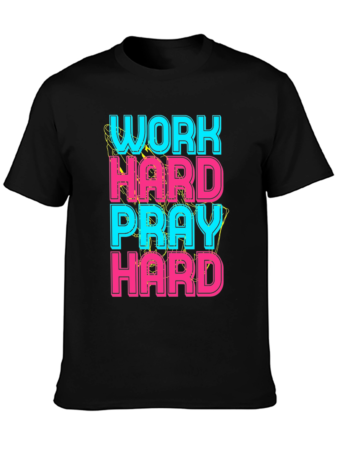 Black Work Hard Pray Hard Graphic Tee view 3