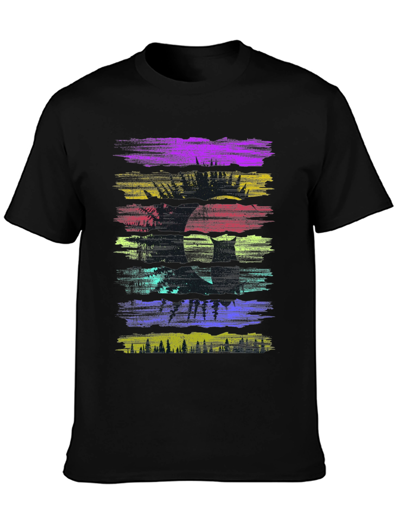 Black Retro Owl Sunset Graphic Tee - Black view 3