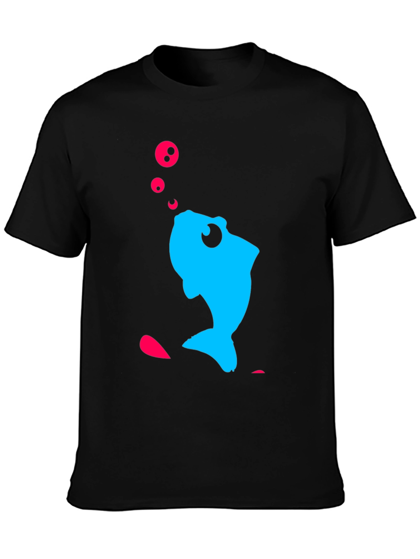 Black Fun Fish Graphic Tee - Black Cotton T-Shirt view 3