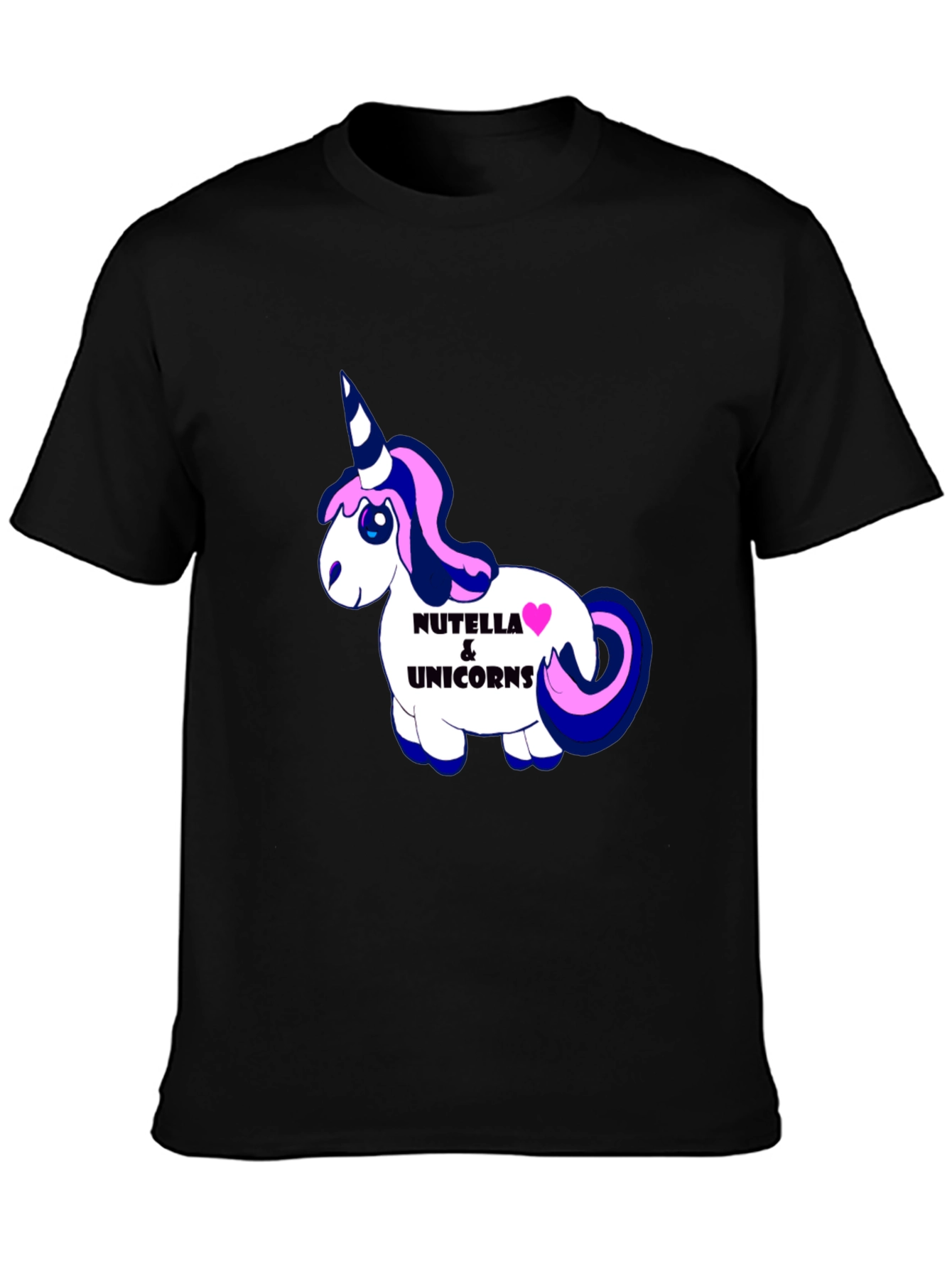 Black Nutella & Unicorns Graphic Black T-Shirt view 3