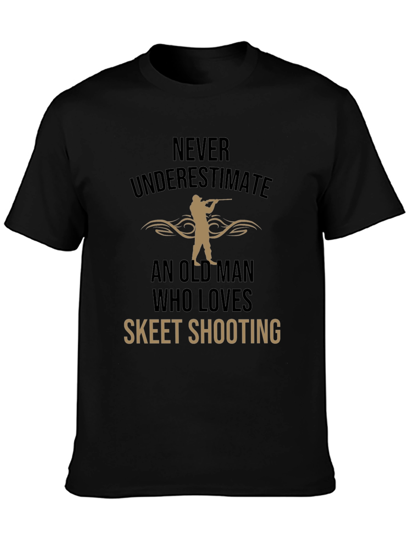 Black Skeet Shooting Old Man T-Shirt view 3