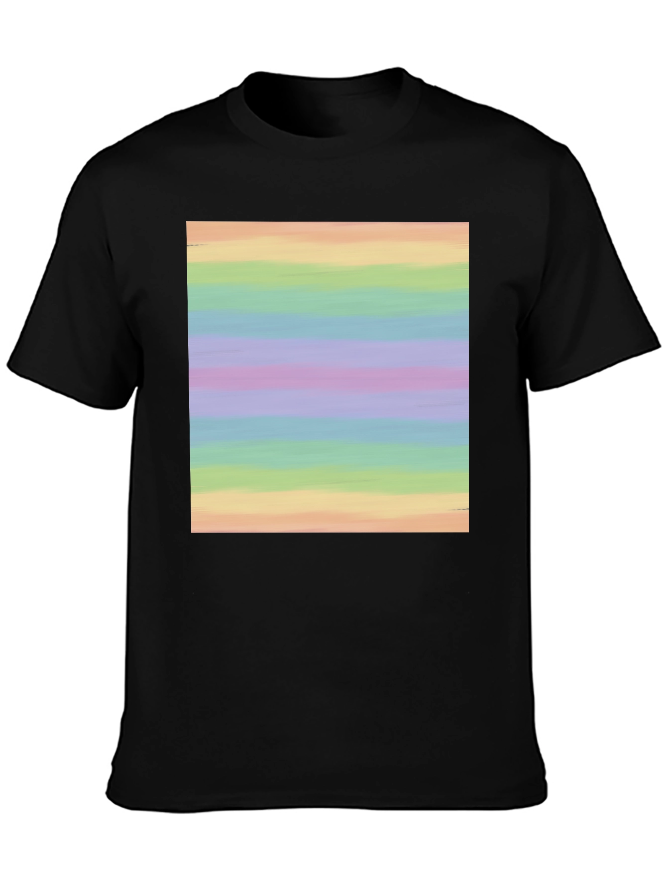 Black Rainbow Stripe Graphic Tee - Soft Cotton Blend view 3
