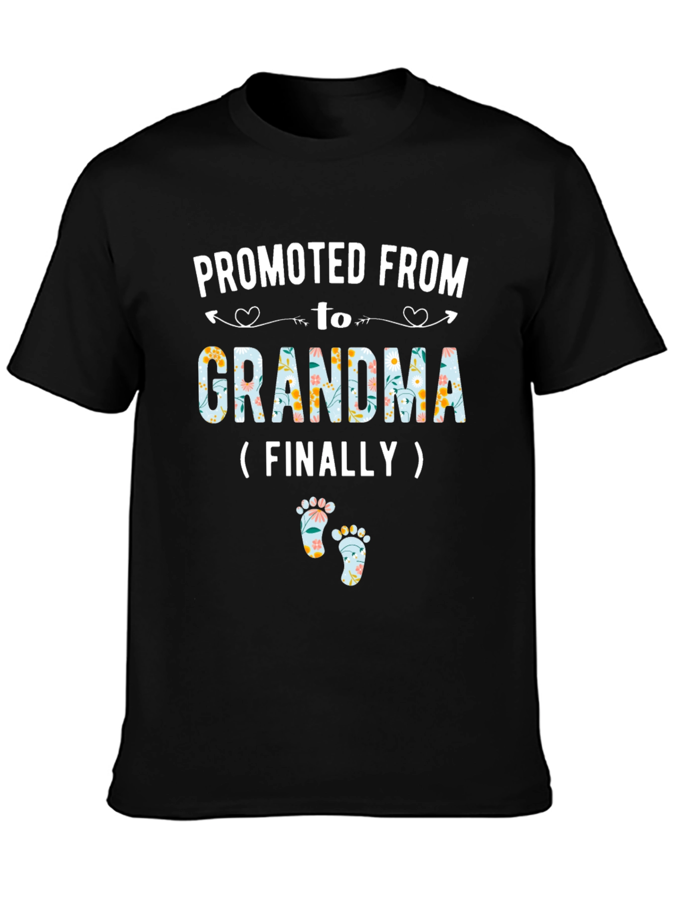 Black Promoted to Grandma Floral T-Shirt view 3