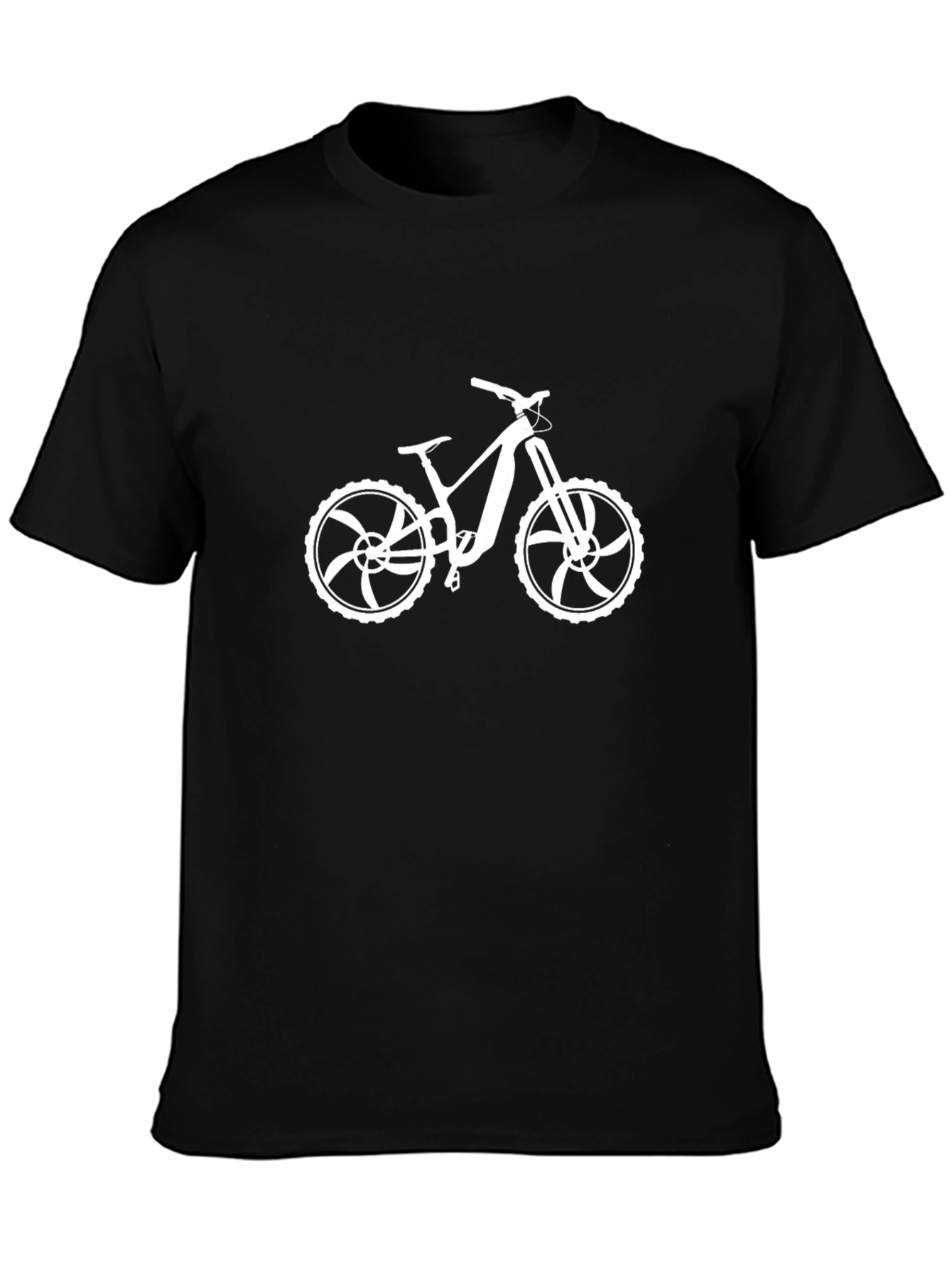 Black Black T-Shirt with White Mountain Bike Graphic view 3
