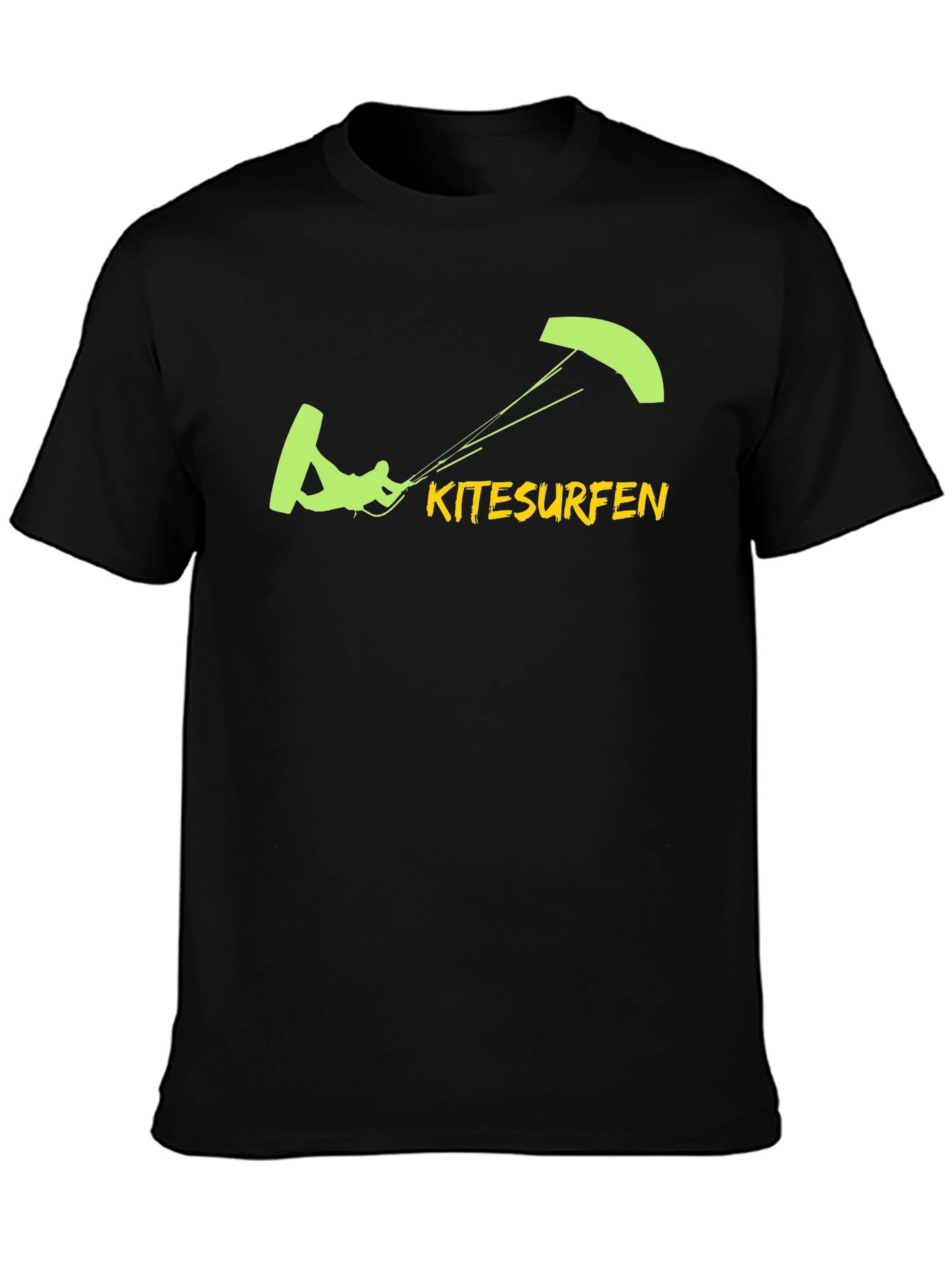 Black Kitesurfen Graphic Tee - Black Cotton T-Shirt view 3