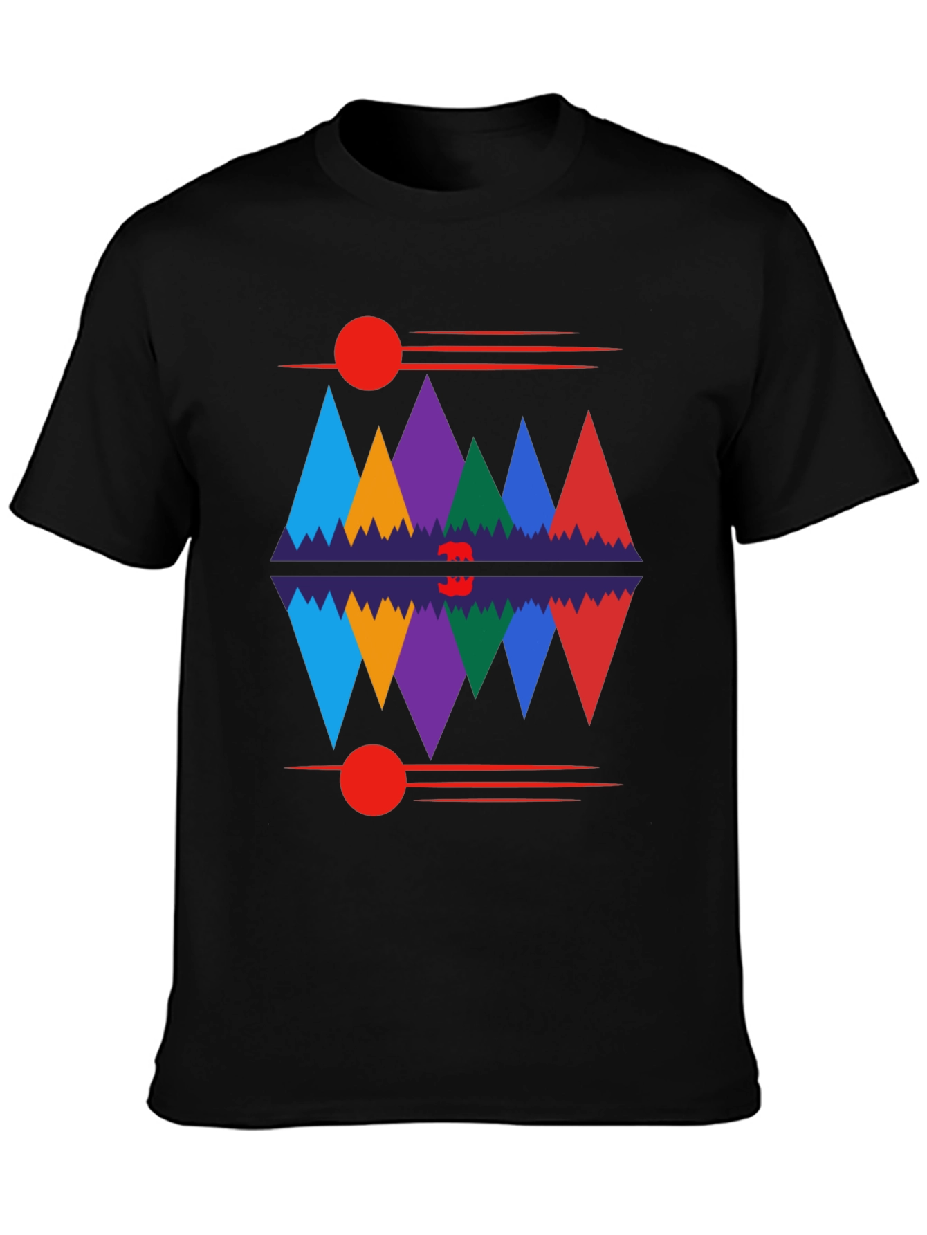 Black Geometric Mountain Range Graphic Tee view 3