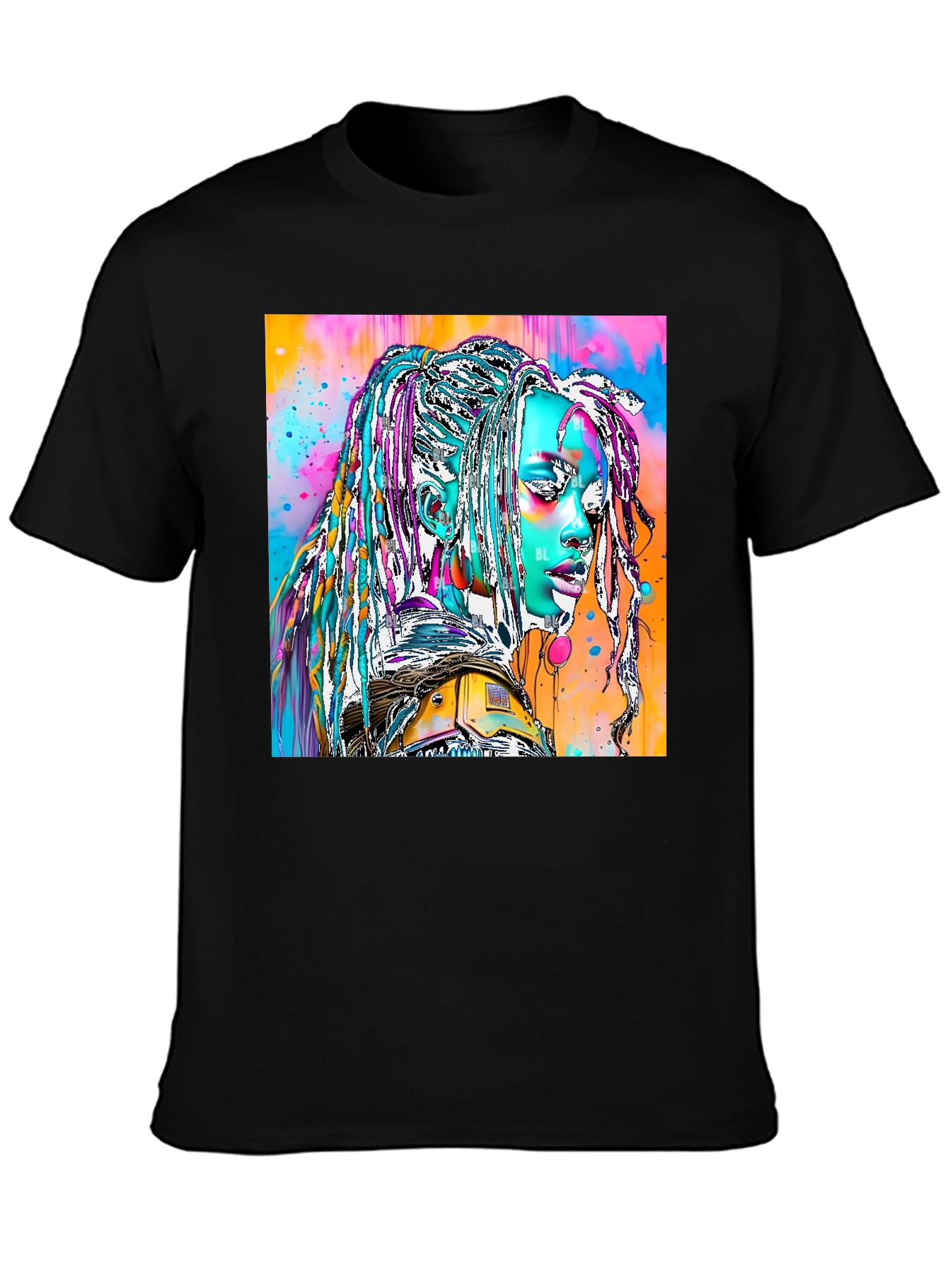 Black Vibrant Futuristic Graphic Print Tee view 3