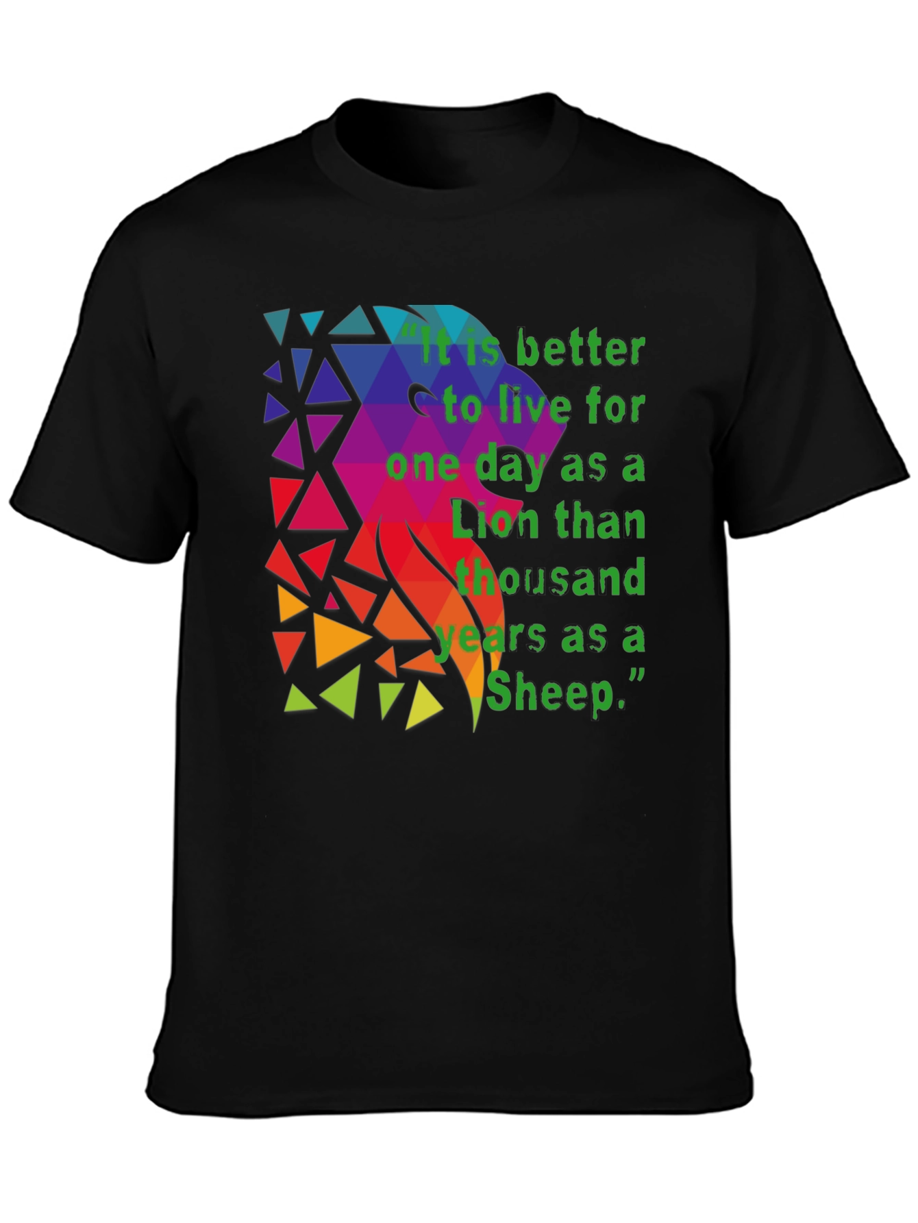 Black Lion Quote T-Shirt - Live as a Lion view 3