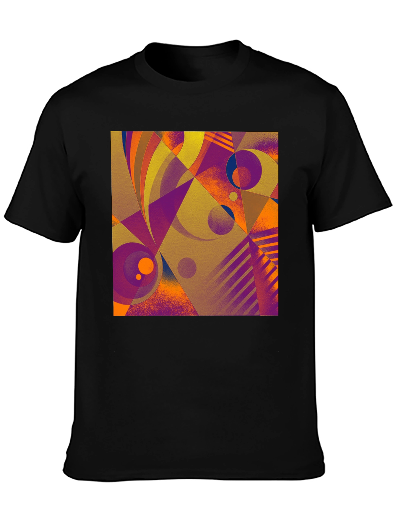 Black Abstract Geometric Print T-Shirt view 3