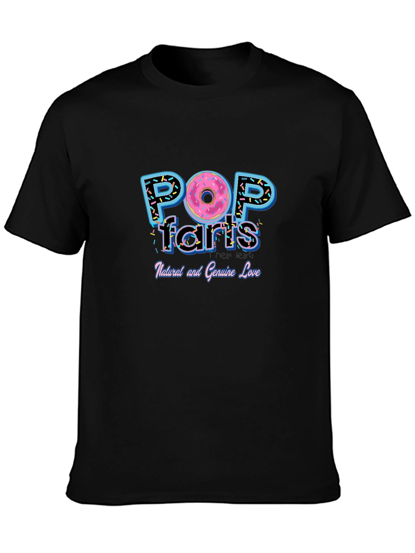 Black Pop Farts T-Shirt - Funny Donut Graphic Tee view 3