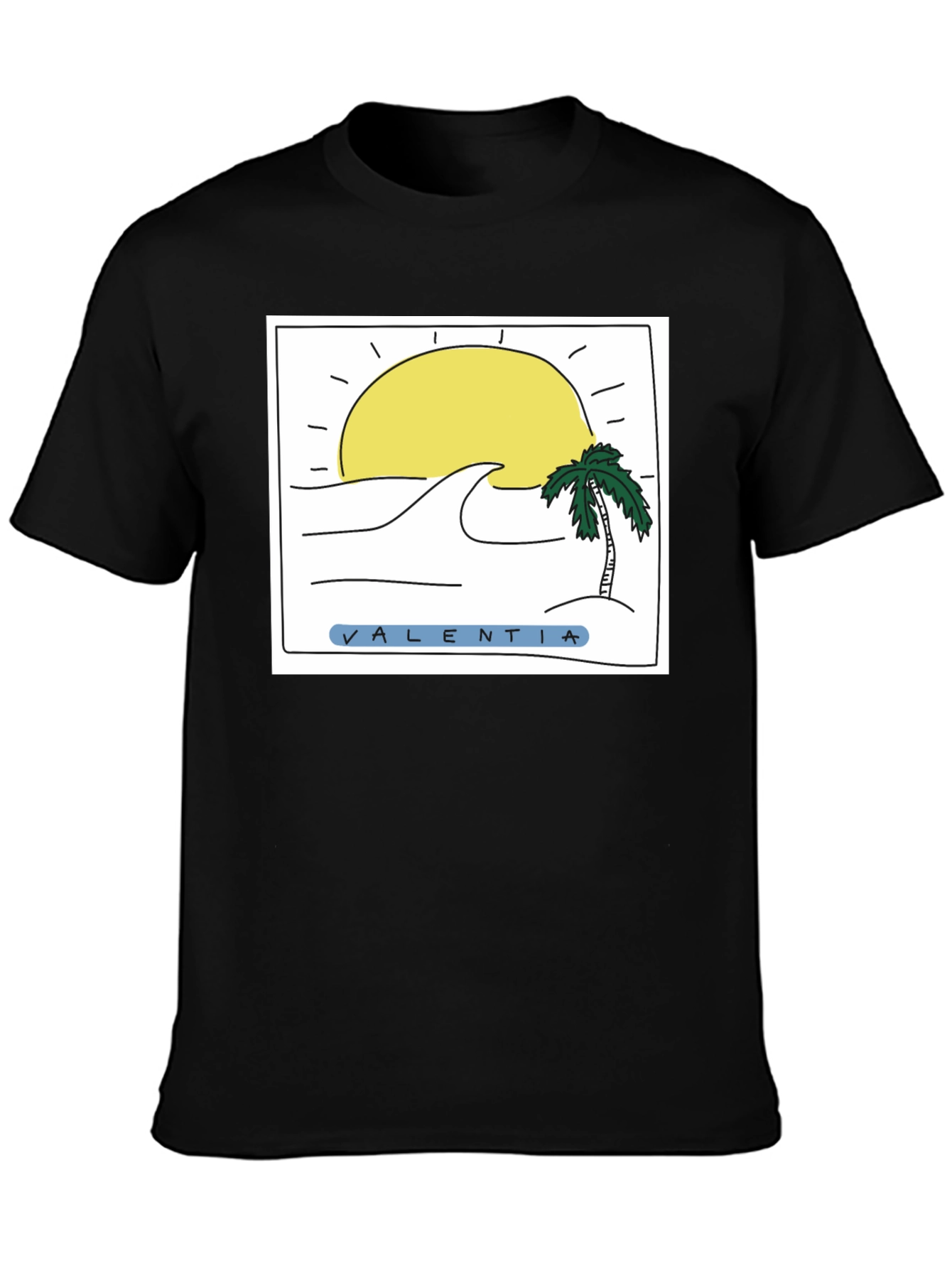 Black Valentia Sun & Waves Graphic Tee - Black view 3