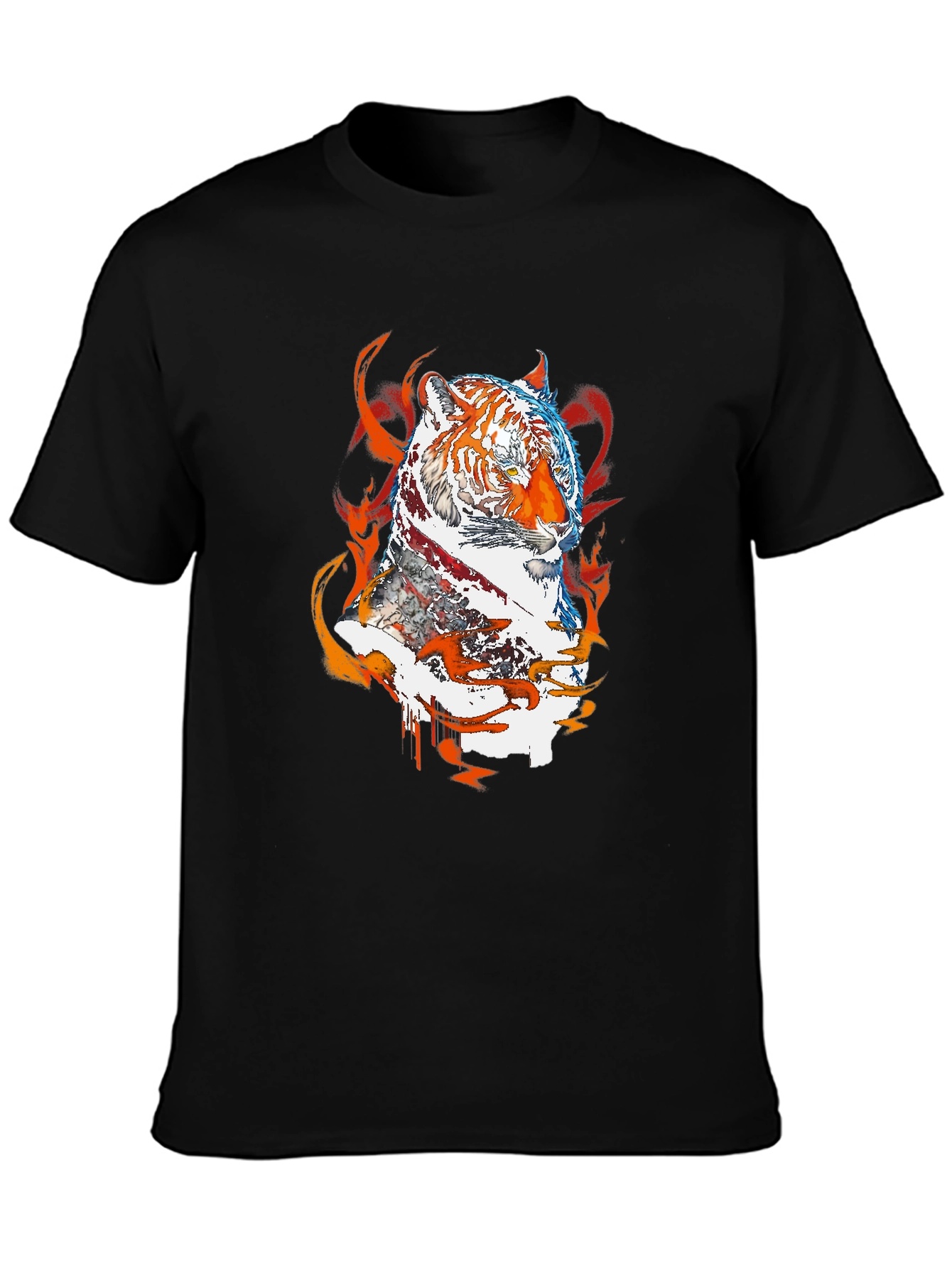 Black Fiery Tiger Graphic Tee - Black view 3