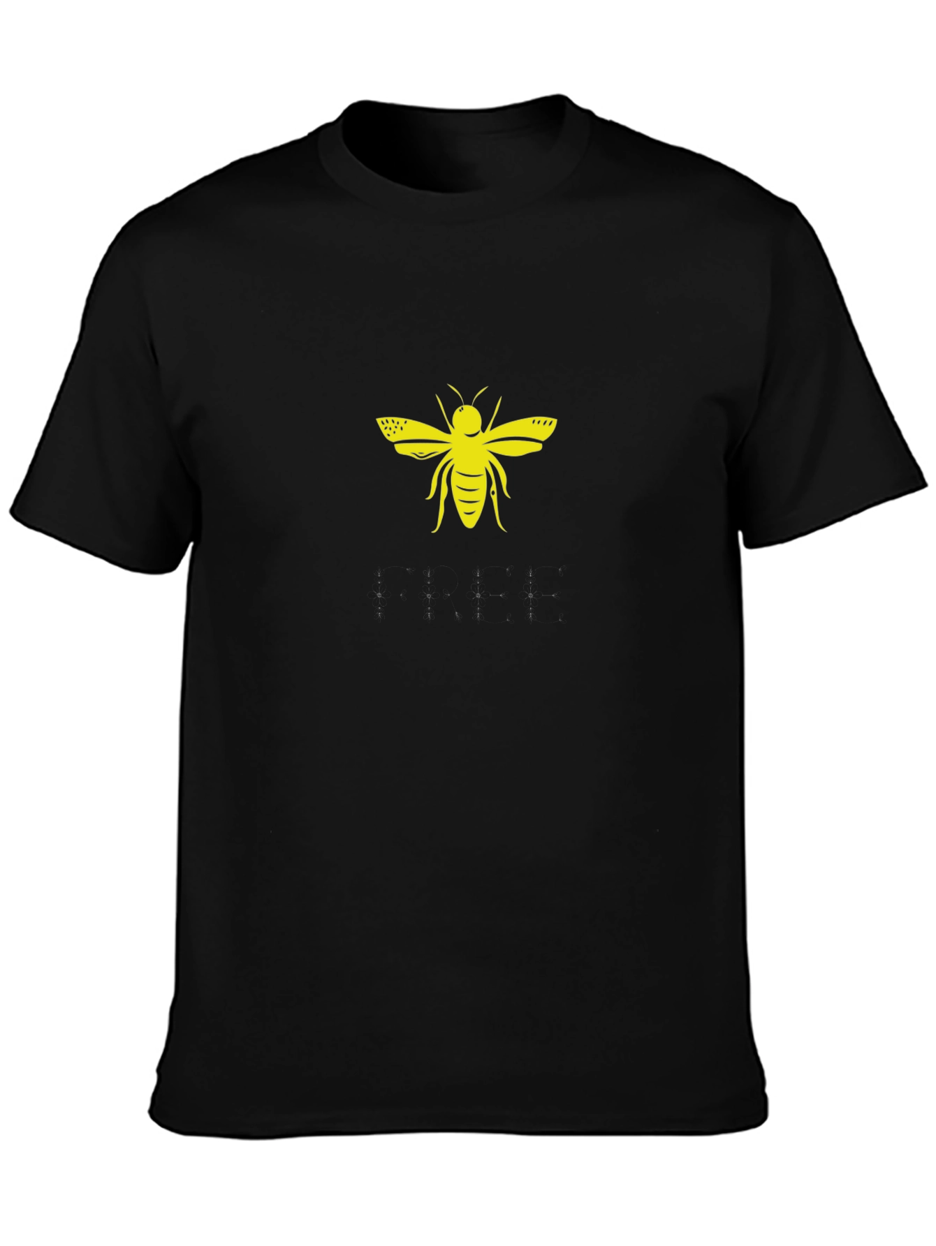 Black Black T-Shirt with Yellow Bee Graphic view 3