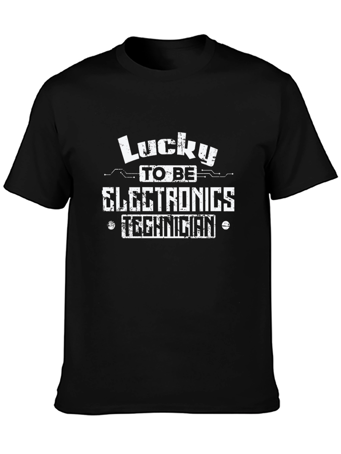 Black Lucky To Be Electronics Technician T-Shirt view 3