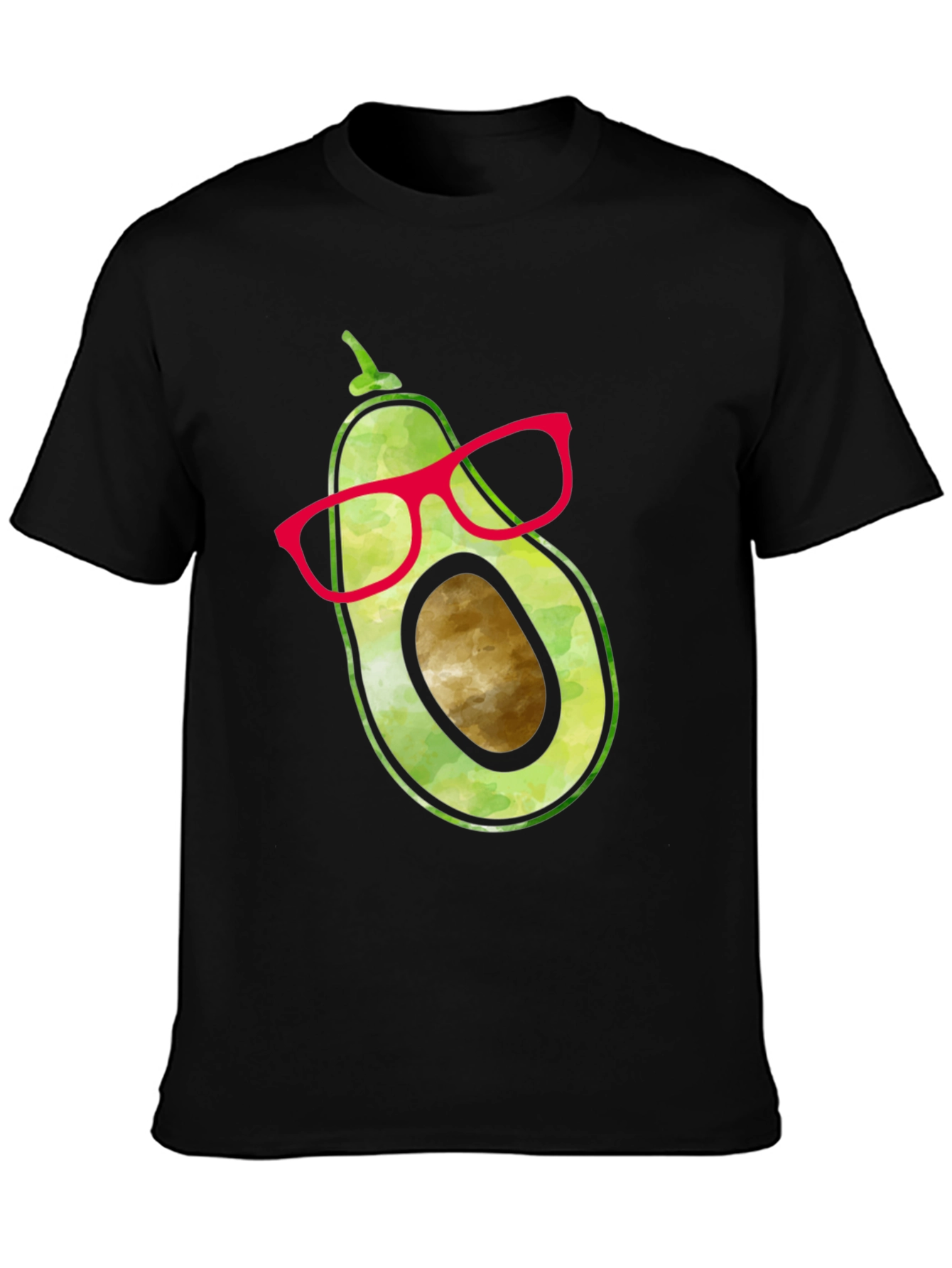 Black Cool Avocado with Glasses Graphic Tee view 3