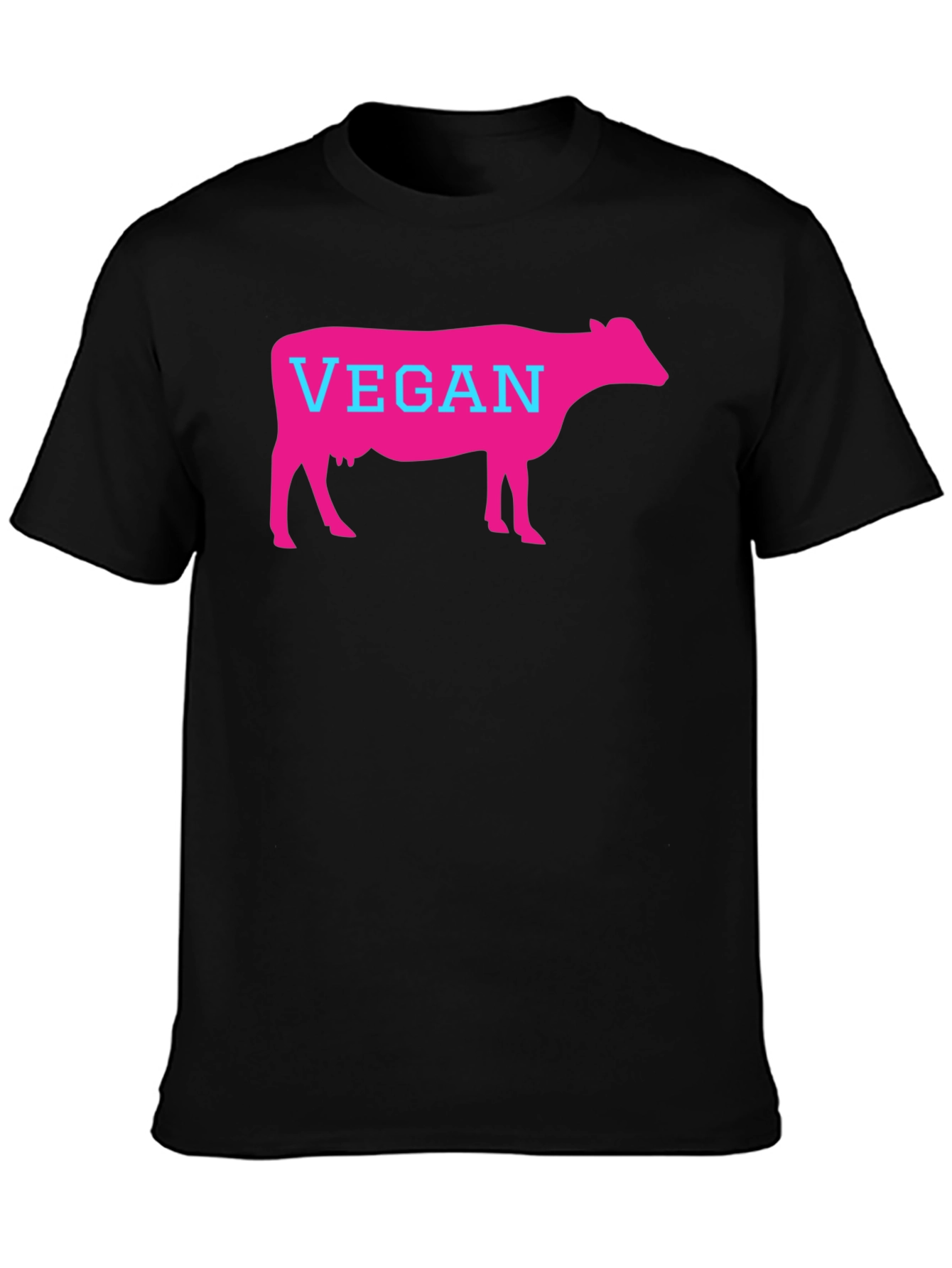 Black Vegan Cow Graphic T-Shirt - Unisex Black Tee view 3