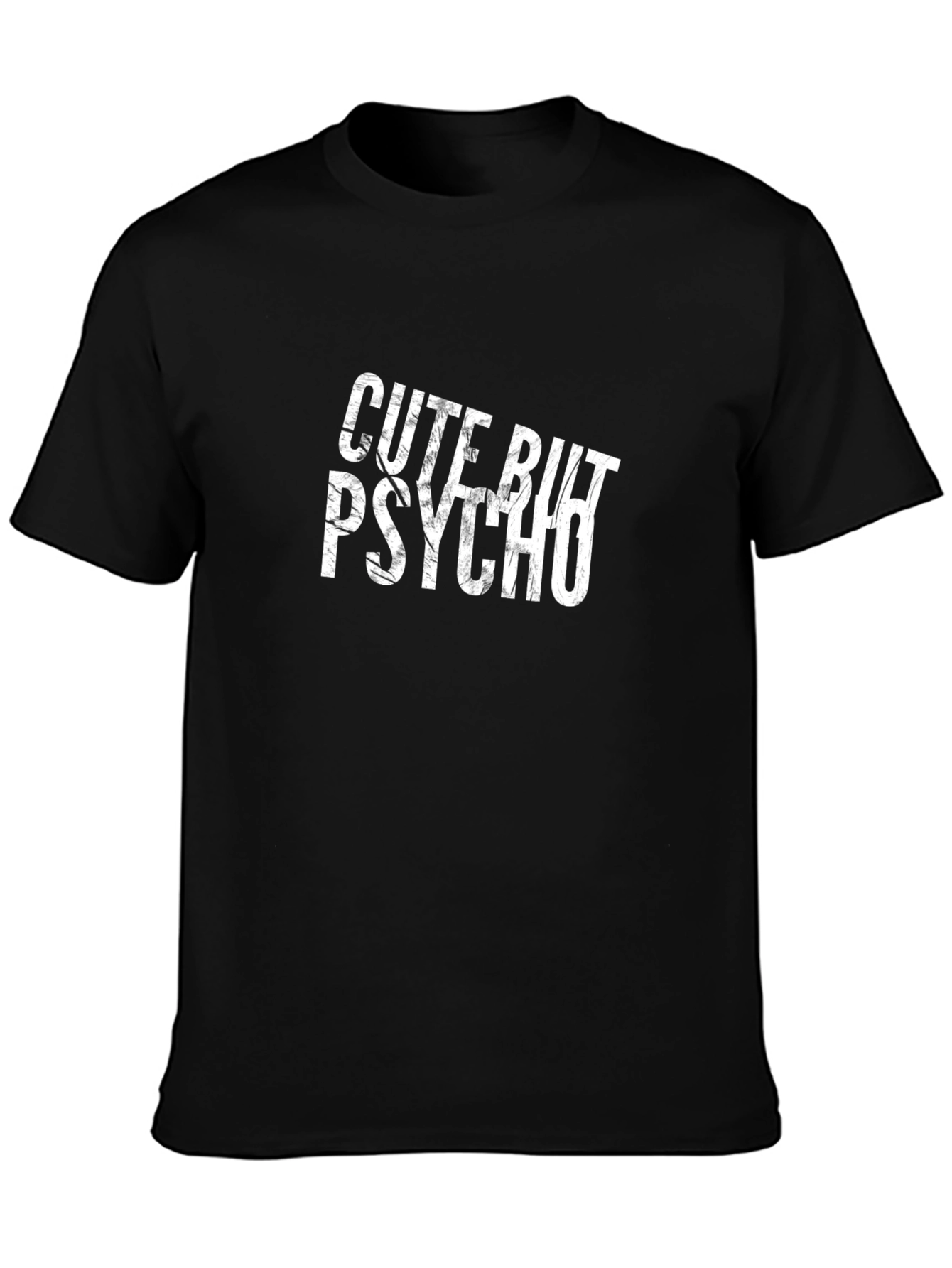 Black Cute But Psycho Black Graphic T-Shirt view 3