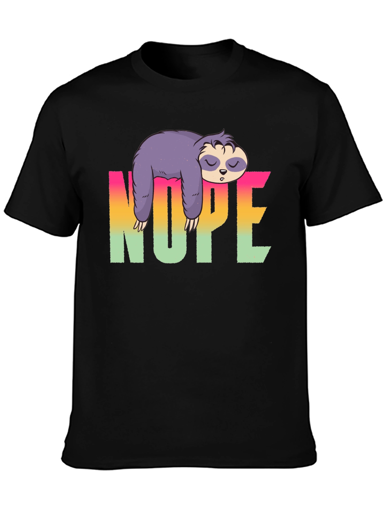 Black Nope Sloth T-Shirt - Funny Lazy Animal Tee view 3