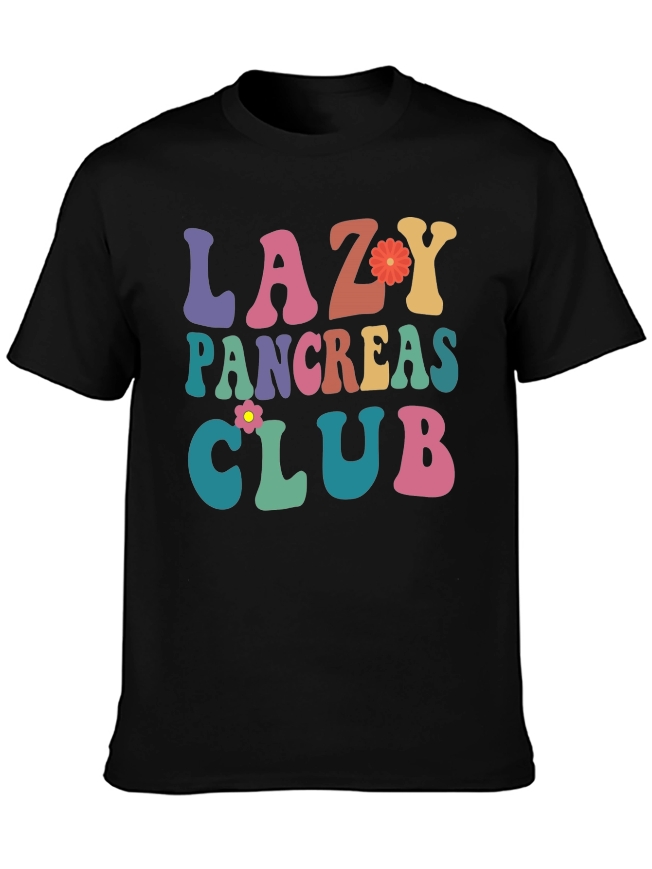 Black Lazy Pancreas Club Graphic T-Shirt view 3