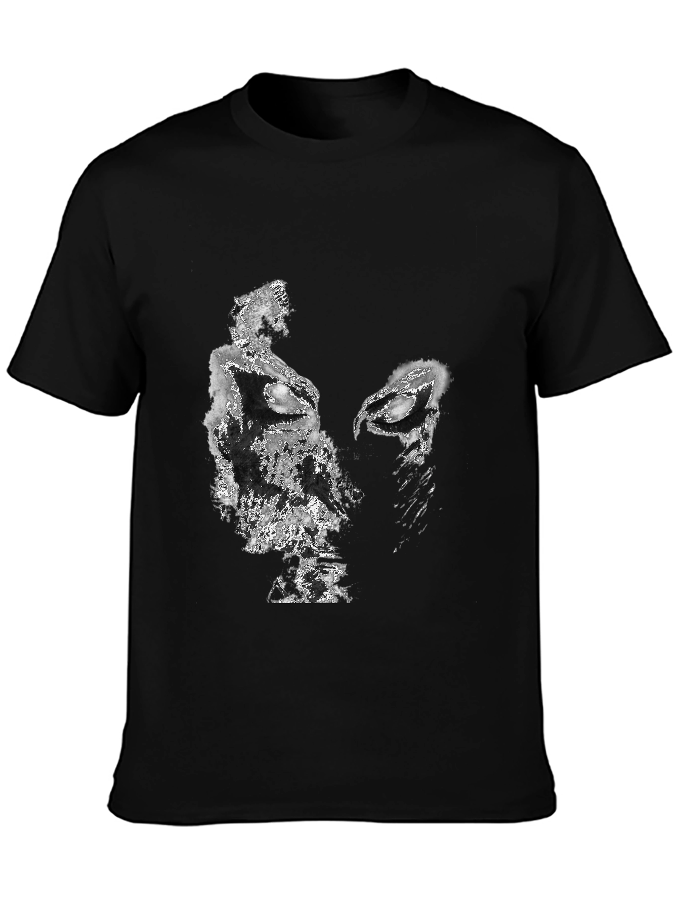 Black Abstract Face Graphic Black T-Shirt view 3