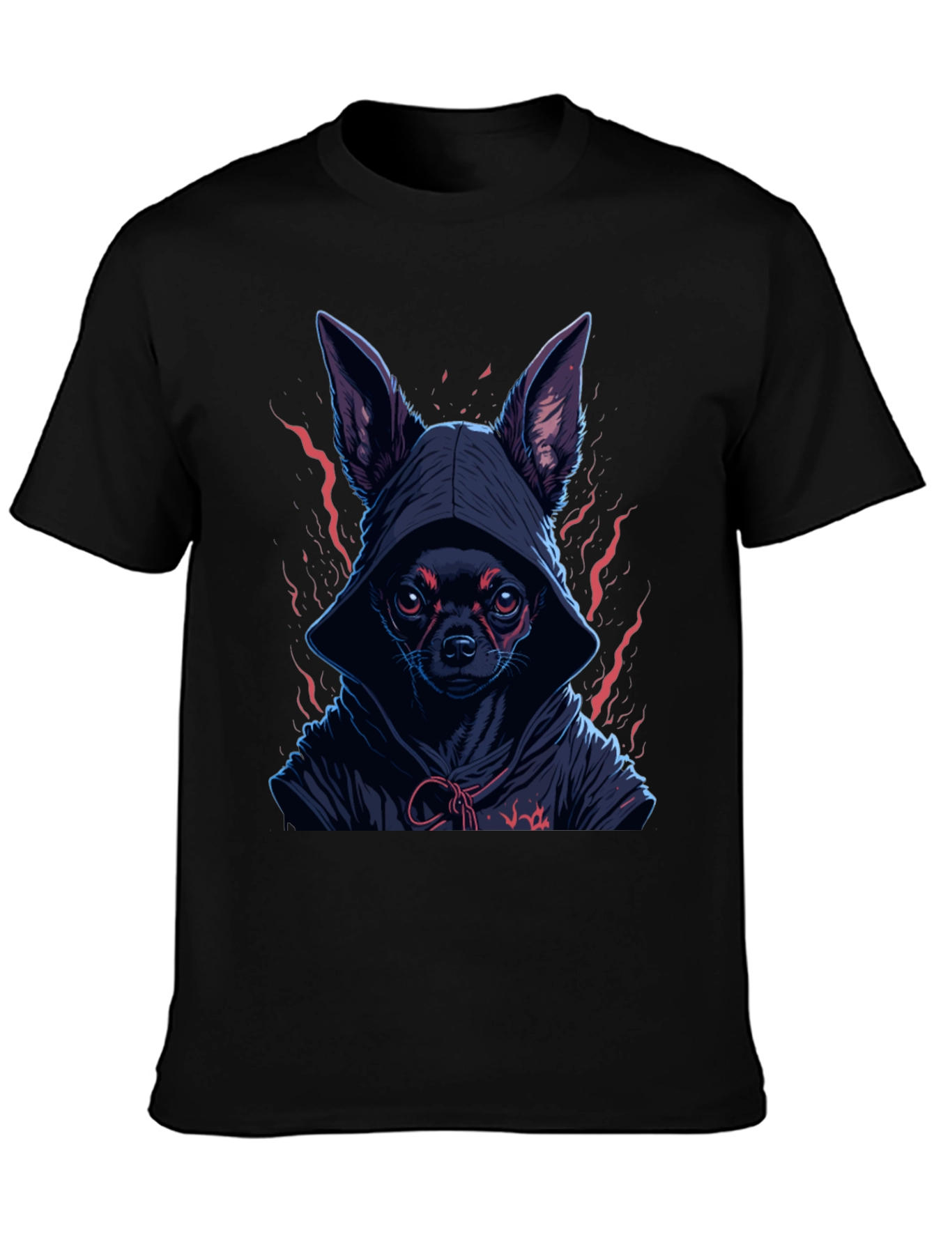 Black Hooded Chihuahua Graphic Tee view 3