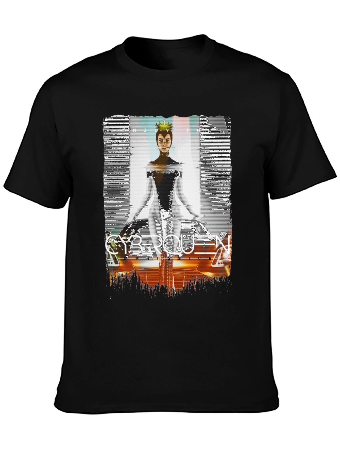 Black Cyberqueen Graphic T-Shirt - Modern Streetwear view 3