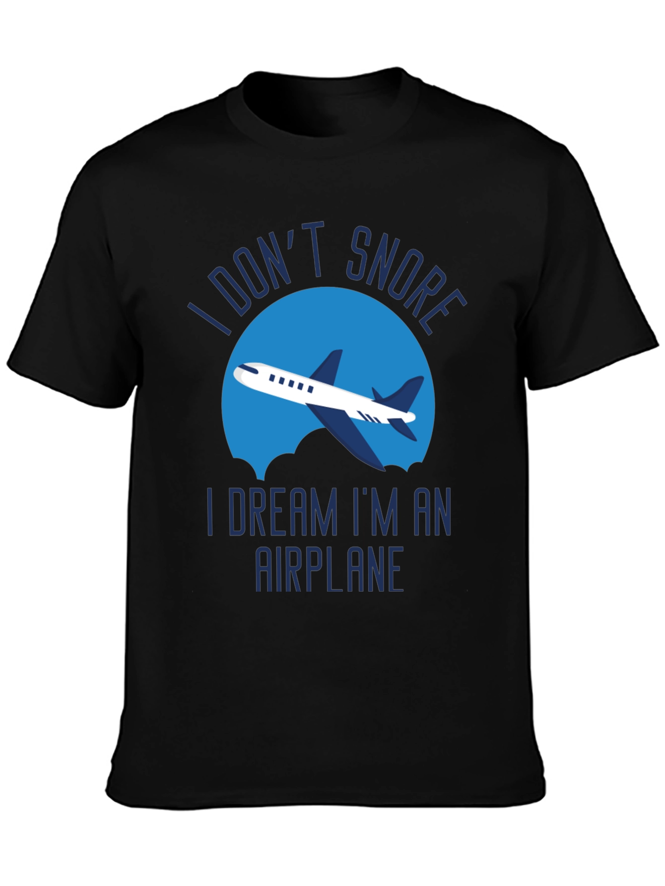 Black Funny Snoring Airplane T-Shirt view 3