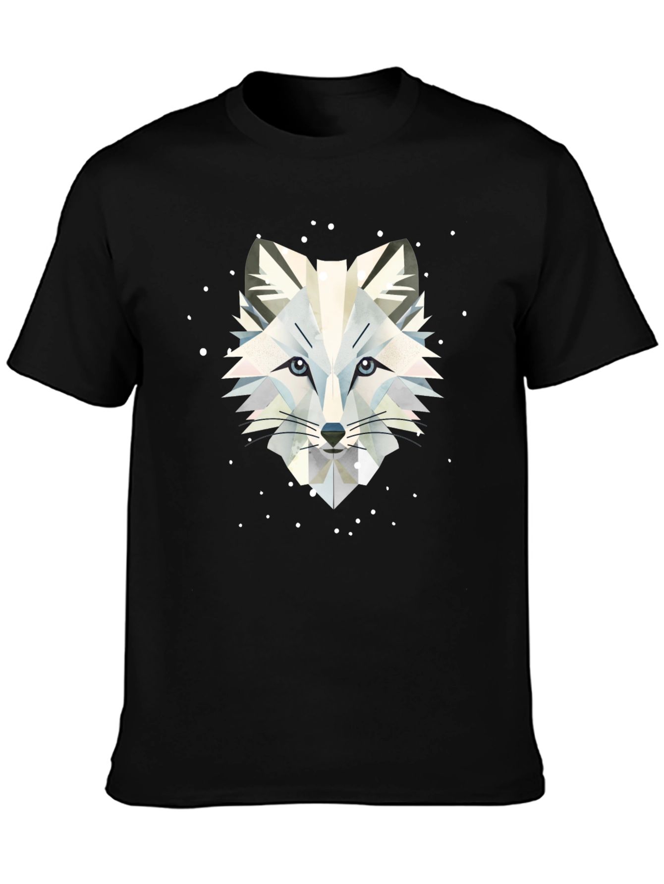 Black Geometric Arctic Fox Graphic Tee - Stylish Black T-Shirt view 3