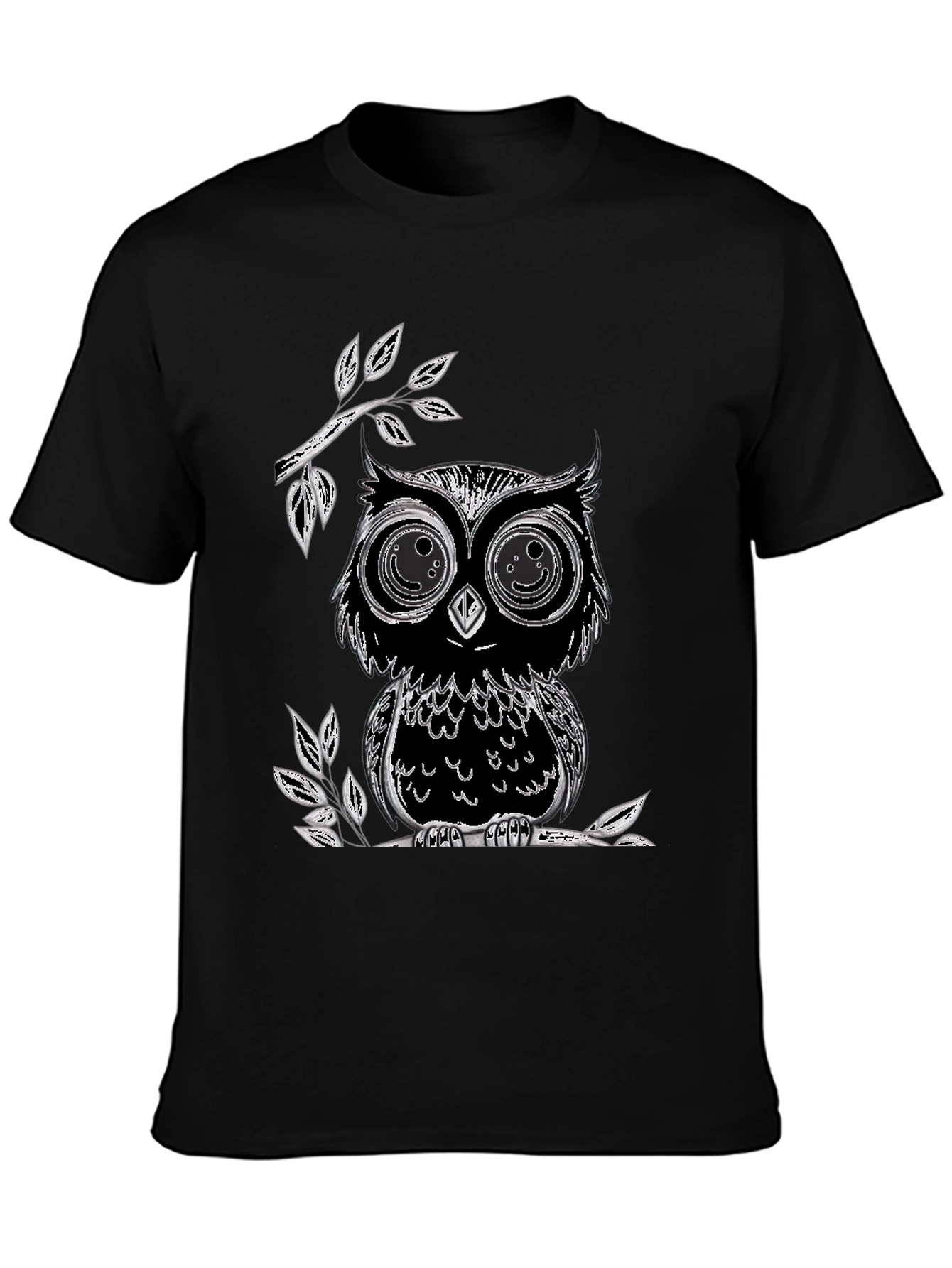 Black Owl Graphic T-Shirt - Soft Cotton Blend, Black view 3