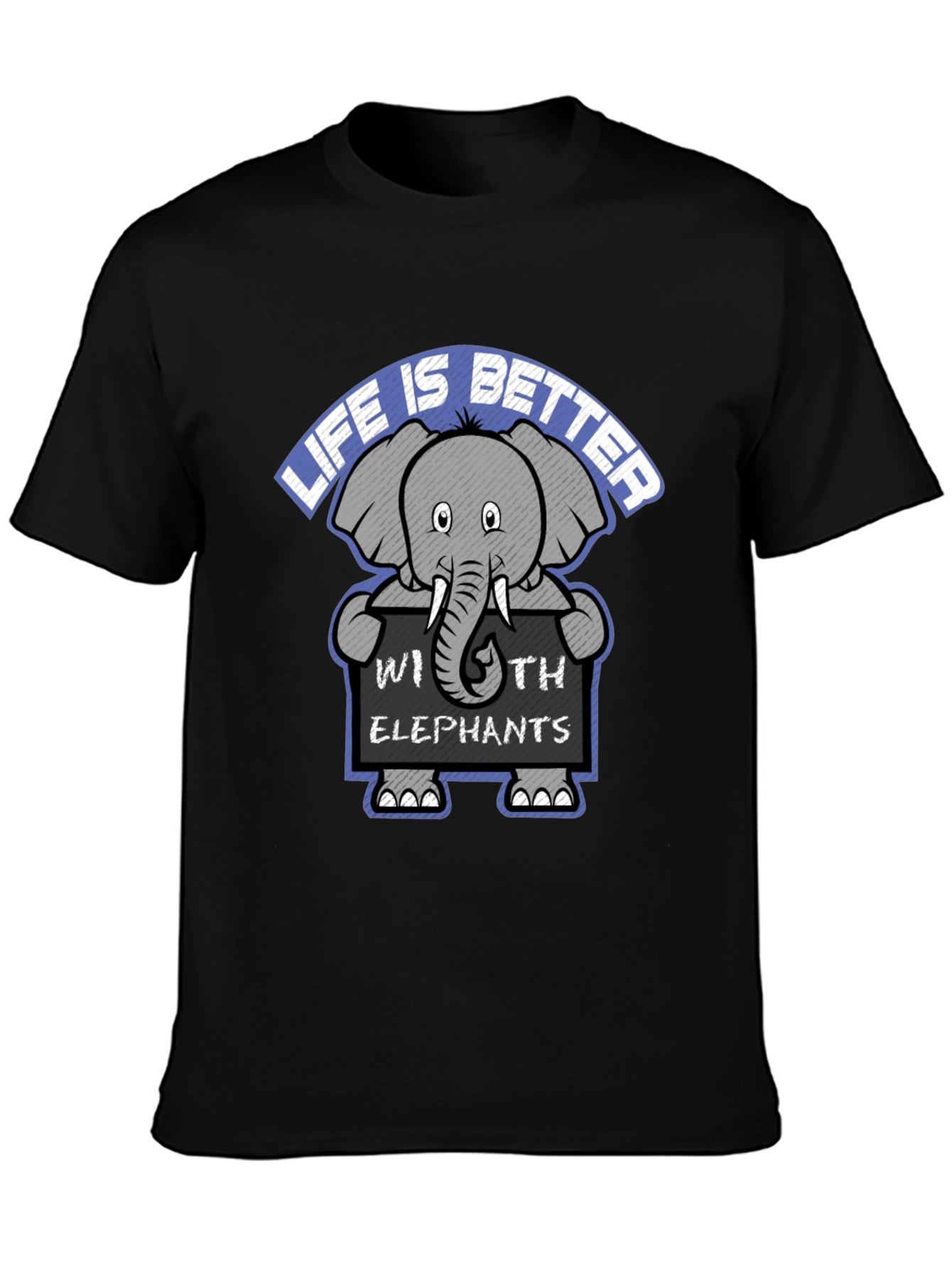 Black Life is Better with Elephants Graphic Tee view 3