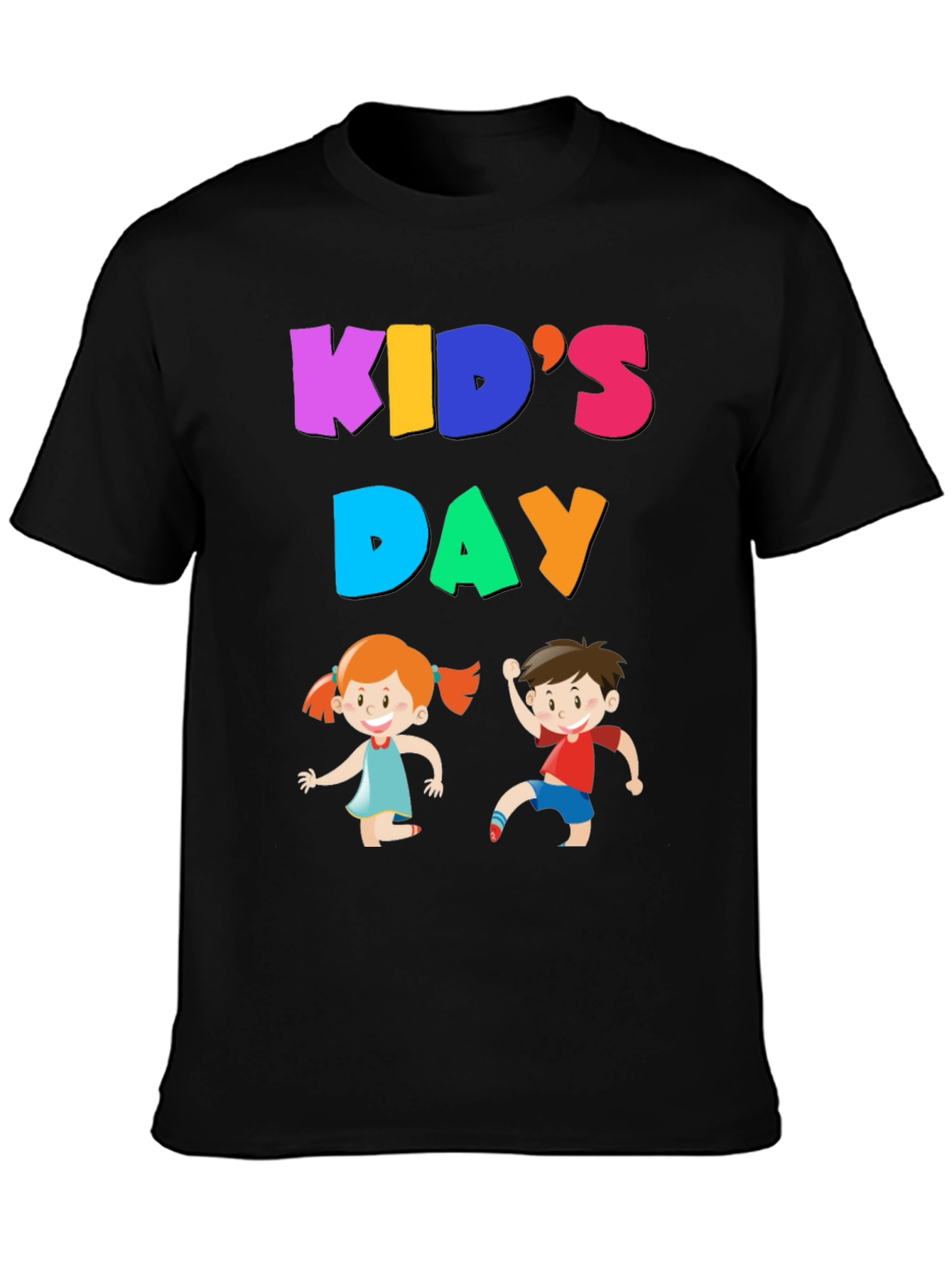 Black Colorful Kid's Day T-Shirt view 3