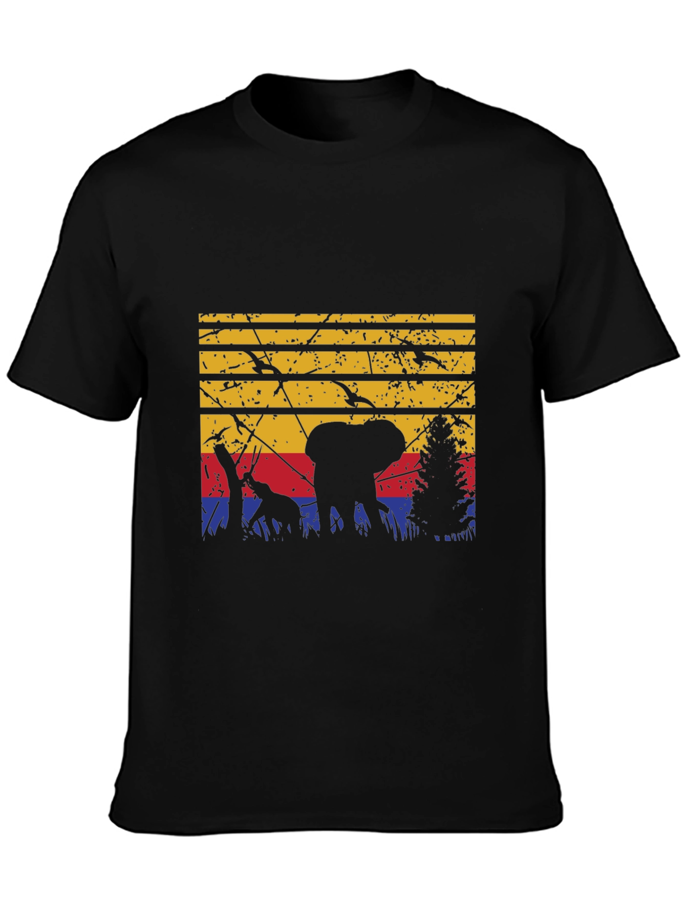 Black Retro African Wildlife T-Shirt view 3