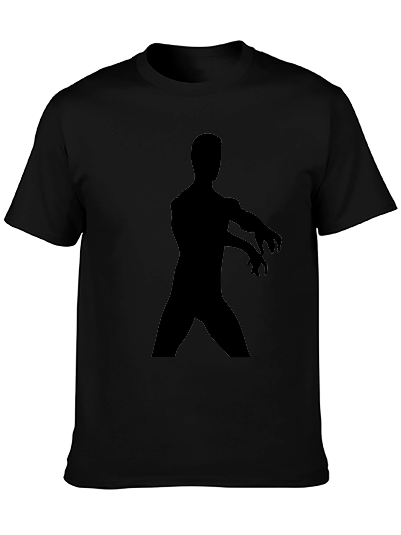 Black Men's Black Graphic Tee - Zombie Silhouette view 3