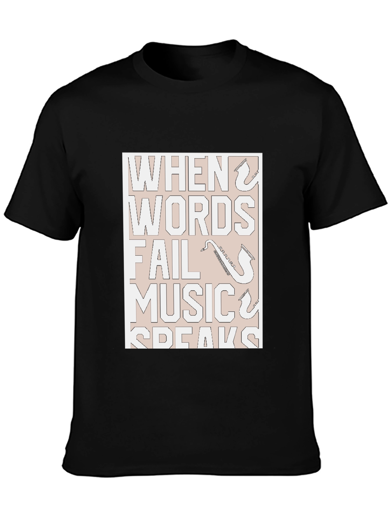 Black Music Speaks T-Shirt - Black Graphic Tee view 3
