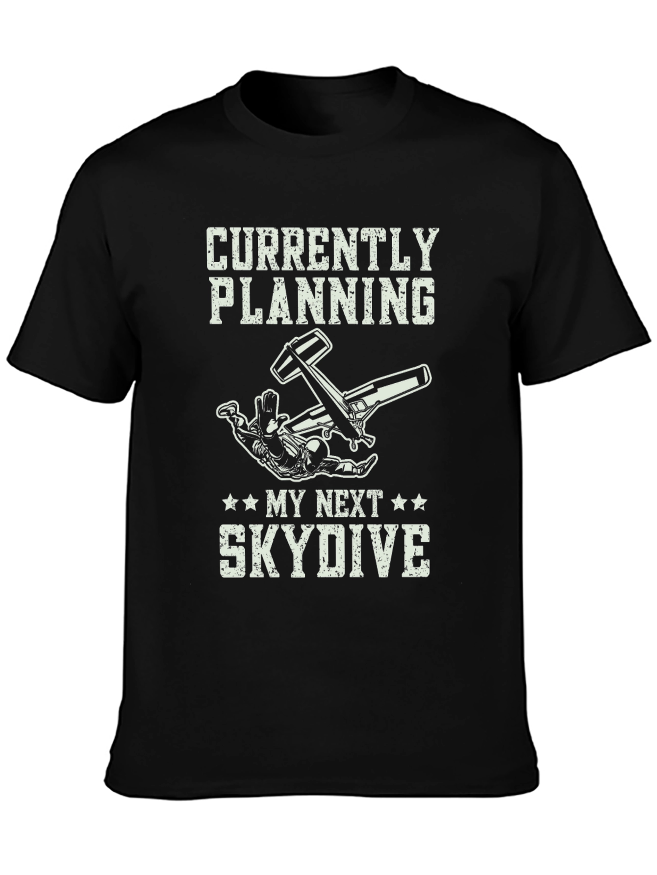Black Skydiving T-Shirt - Planning My Next Skydive Graphic Tee view 3