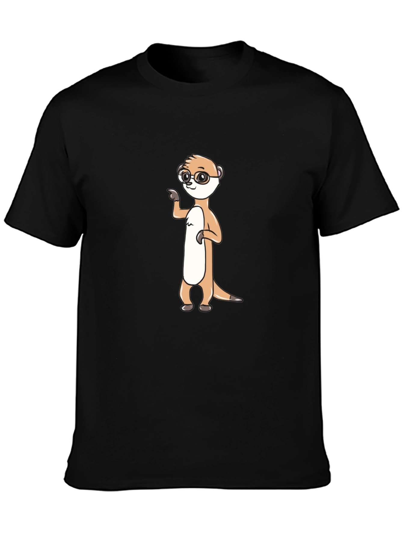 Black Meerkat Wearing Glasses T-Shirt view 3