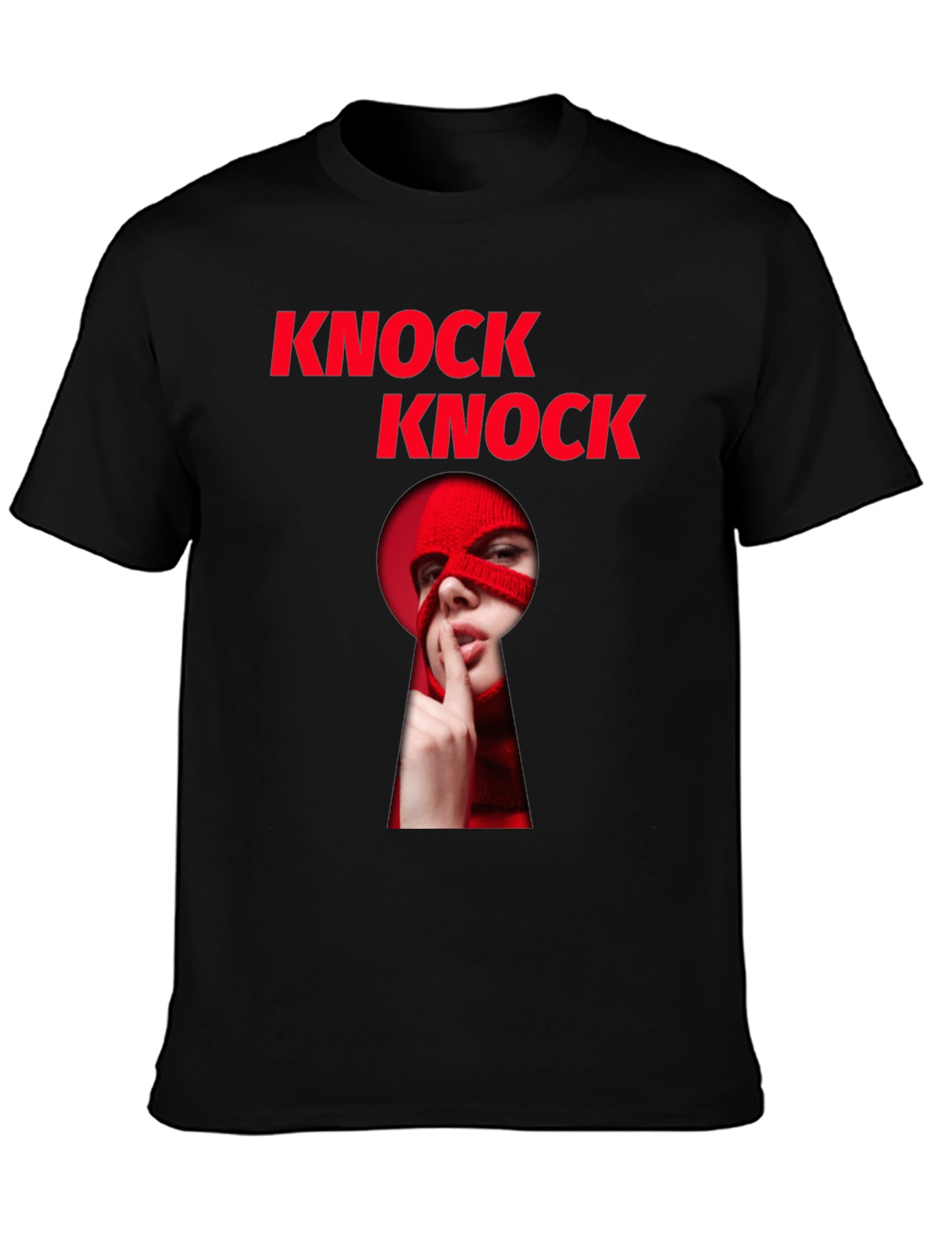 Black Knock Knock Graphic T-Shirt - Intrigue & Style view 3
