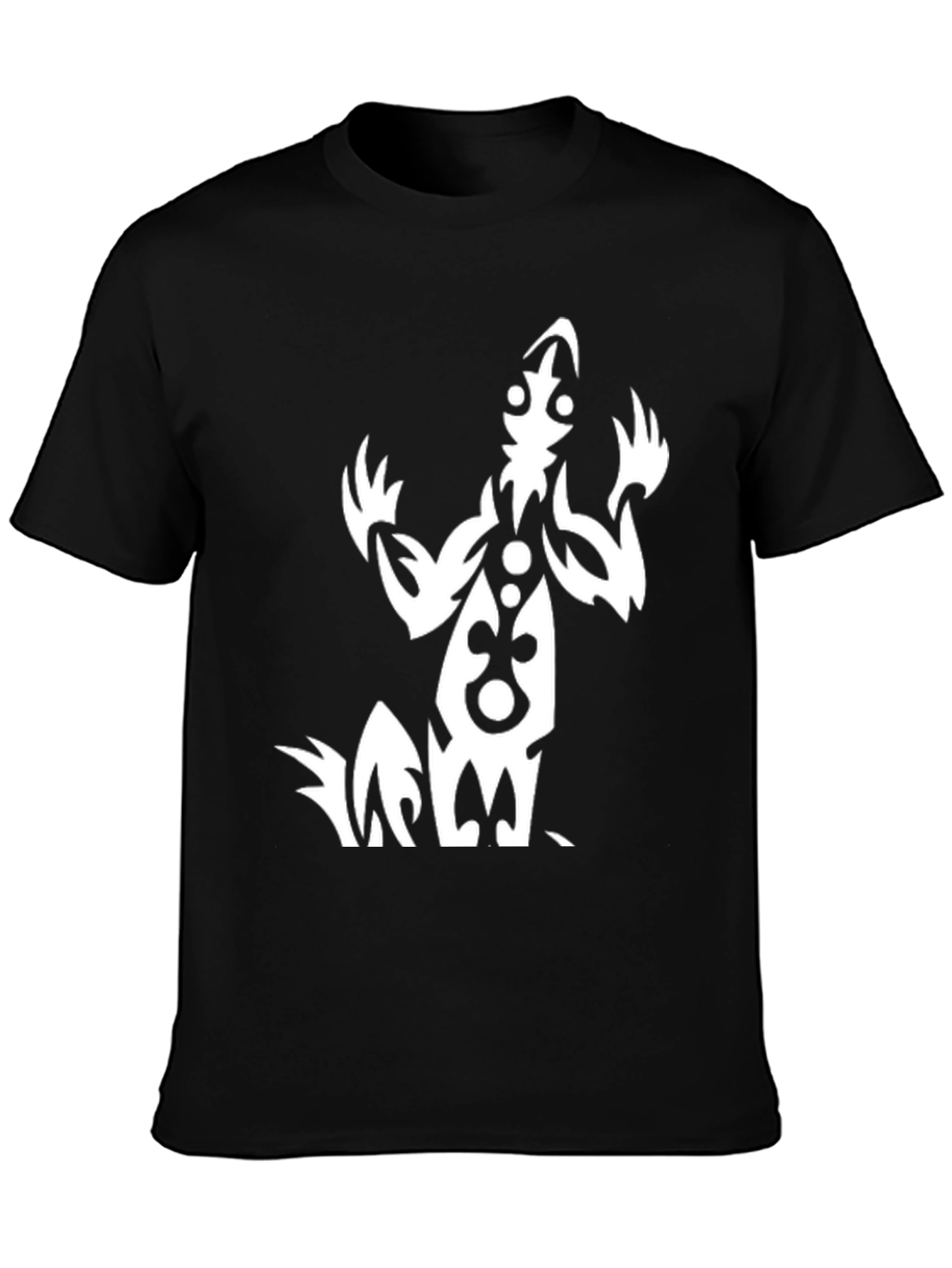 Black Tribal Design Black T-Shirt view 3