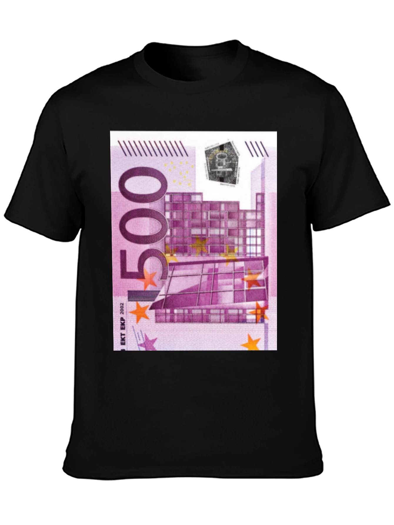 Black 500 Euro Note Graphic Print Black T-Shirt view 3