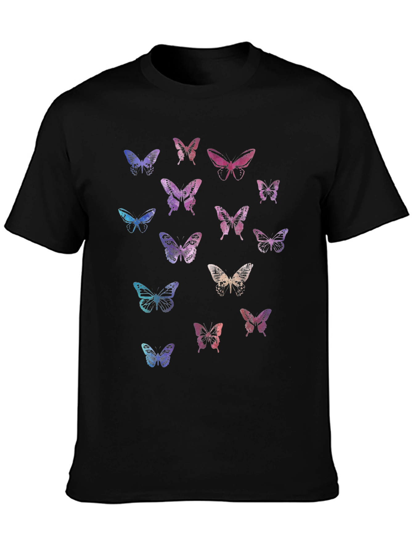 Black Butterfly Print Black Tee - Unisex view 3