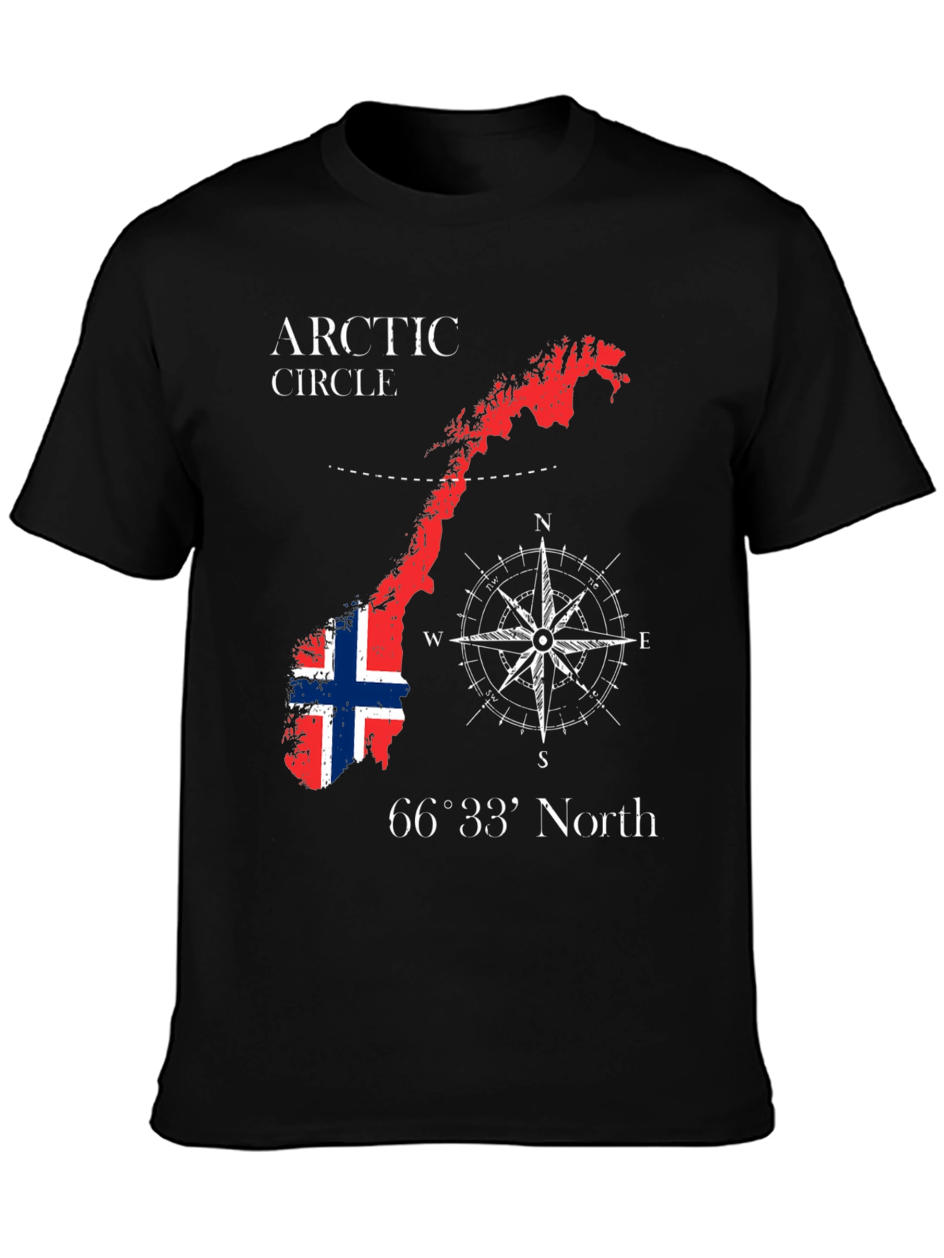 Norway Arctic Circle Black Graphic T-Shirt - 3
