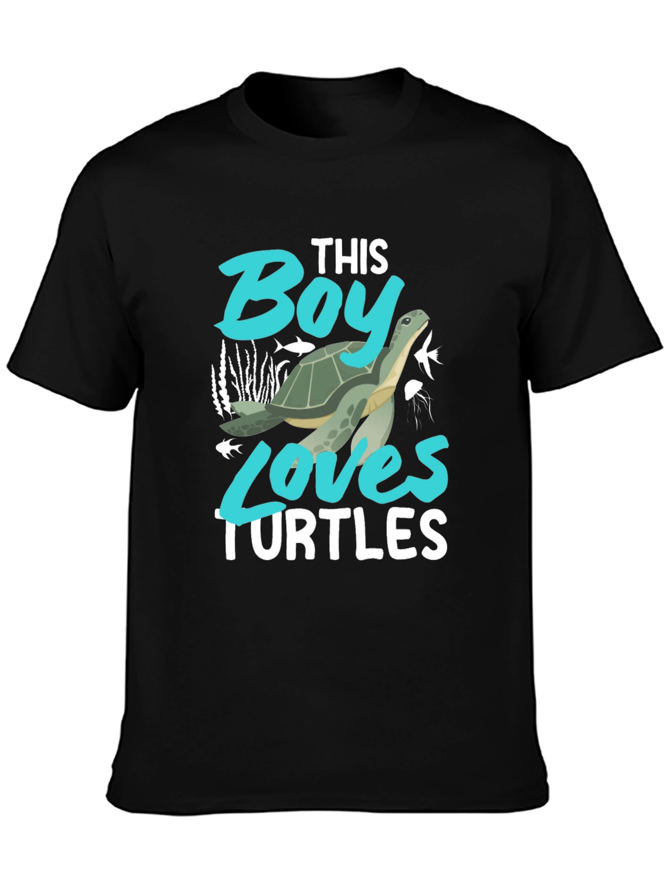 Black Boy Loves Turtles Graphic Tee - Black Cotton Blend view 3