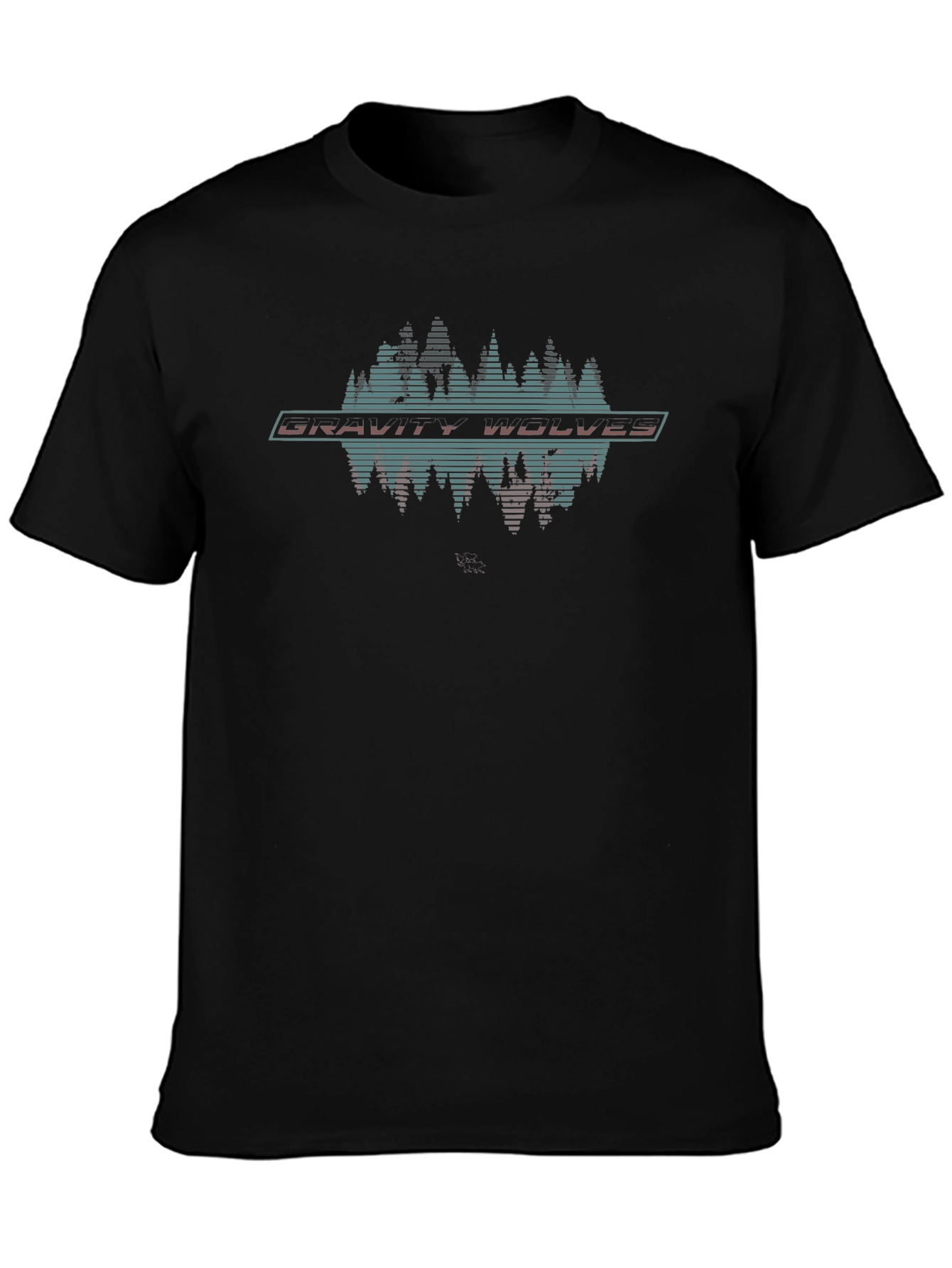 Black Gravity Wolves Graphic Tee - Retro Style view 3
