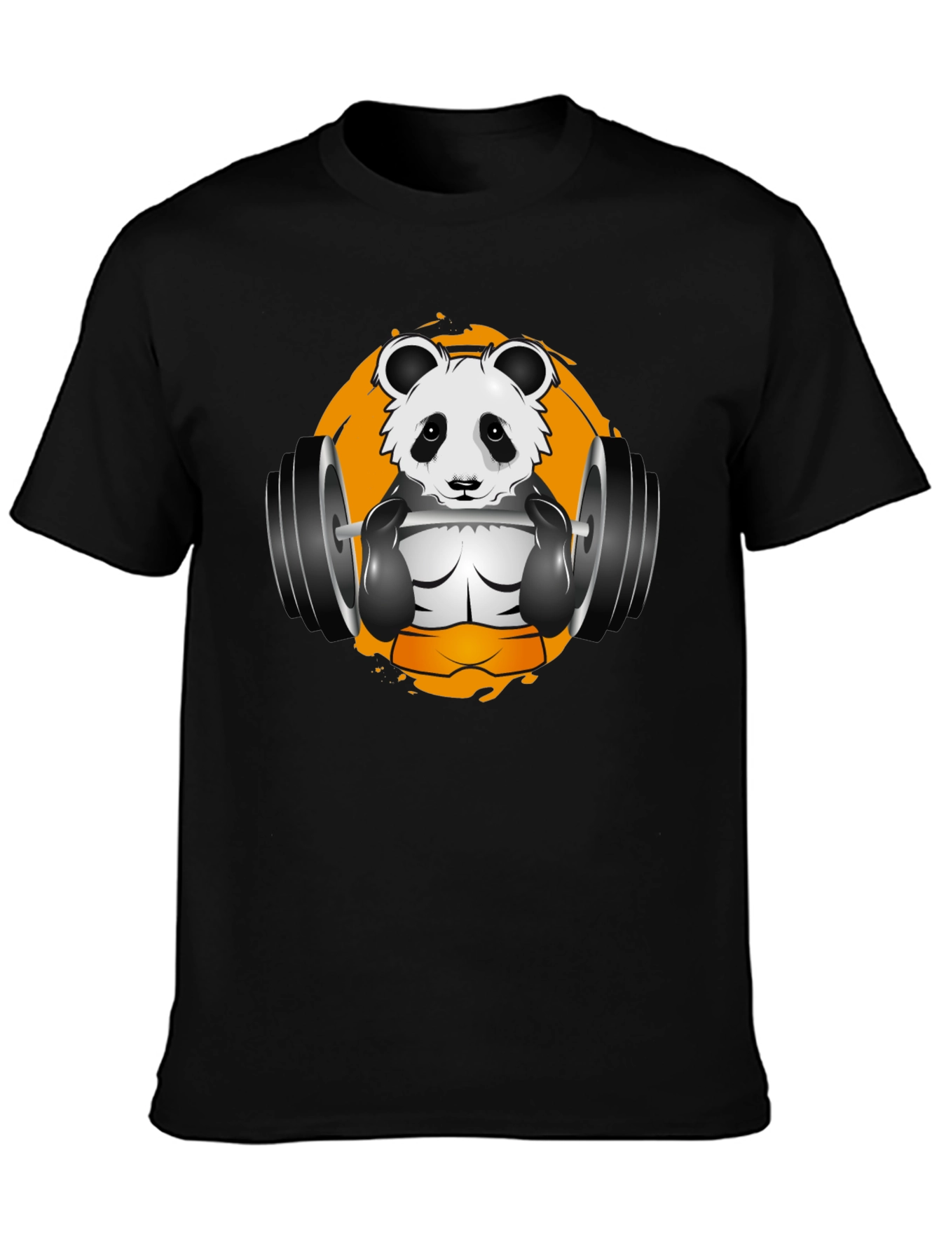 Black Panda Gym T-Shirt - Black Graphic Tee view 3