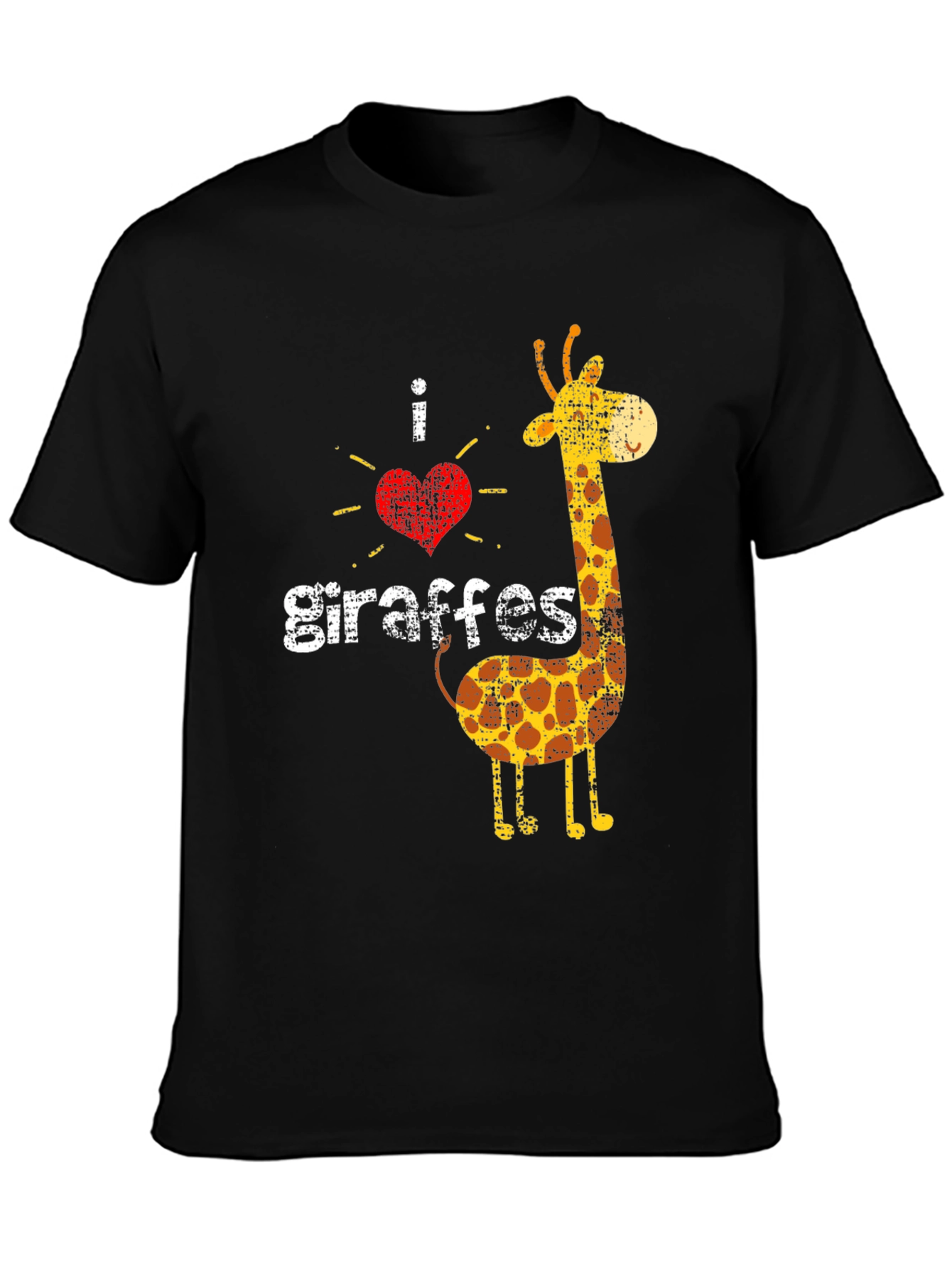 Black I Love Giraffes Graphic Tee - Unisex Black T-Shirt view 3