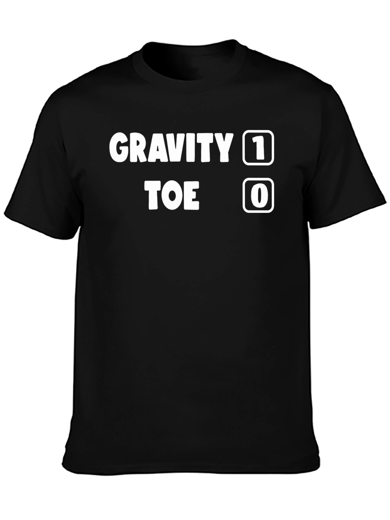 Black Gravity 1 Toe 0 Funny Graphic Tee - Casual Style view 3