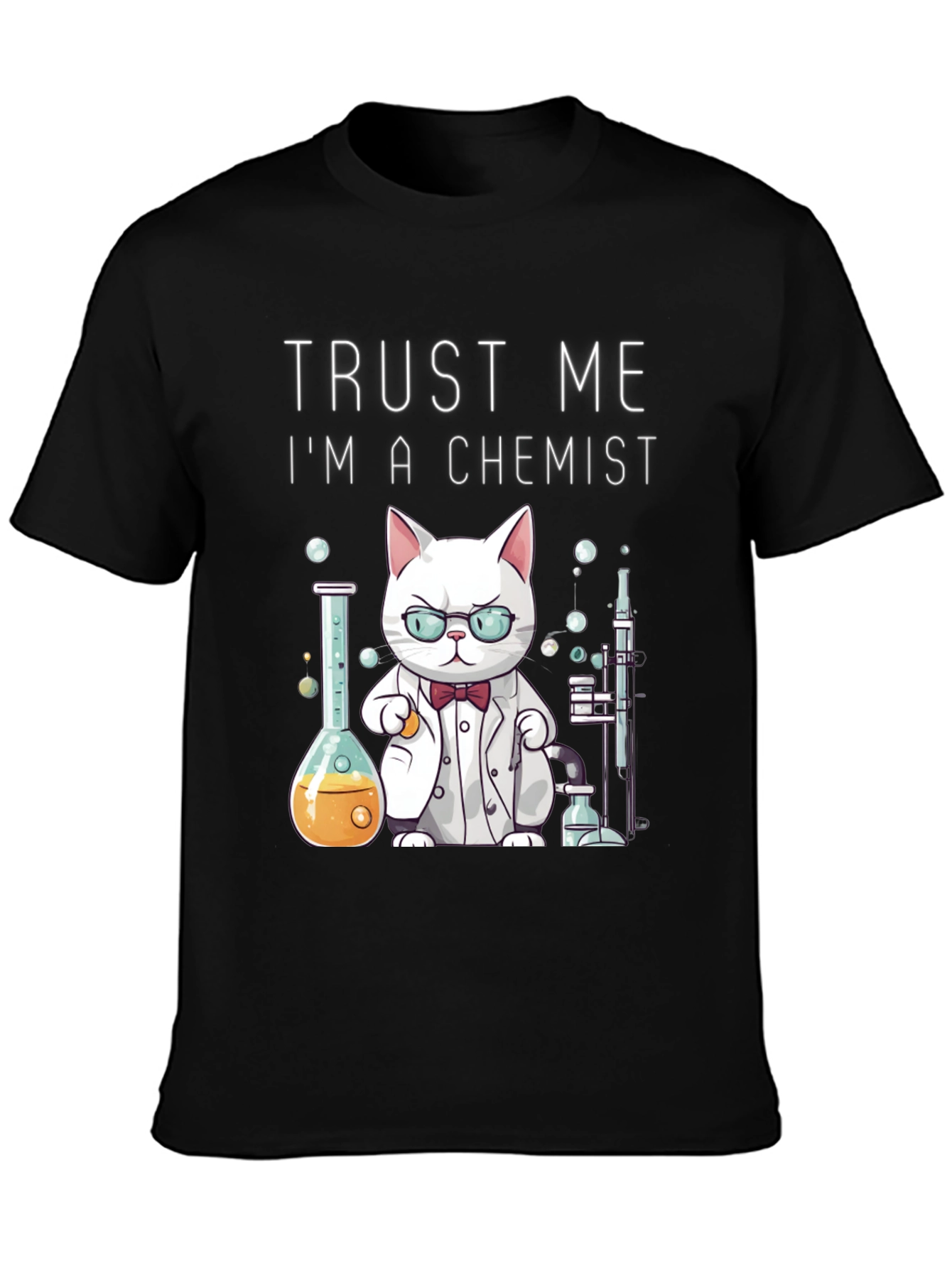 Black Trust Me I'm a Chemist Cat T-Shirt view 3