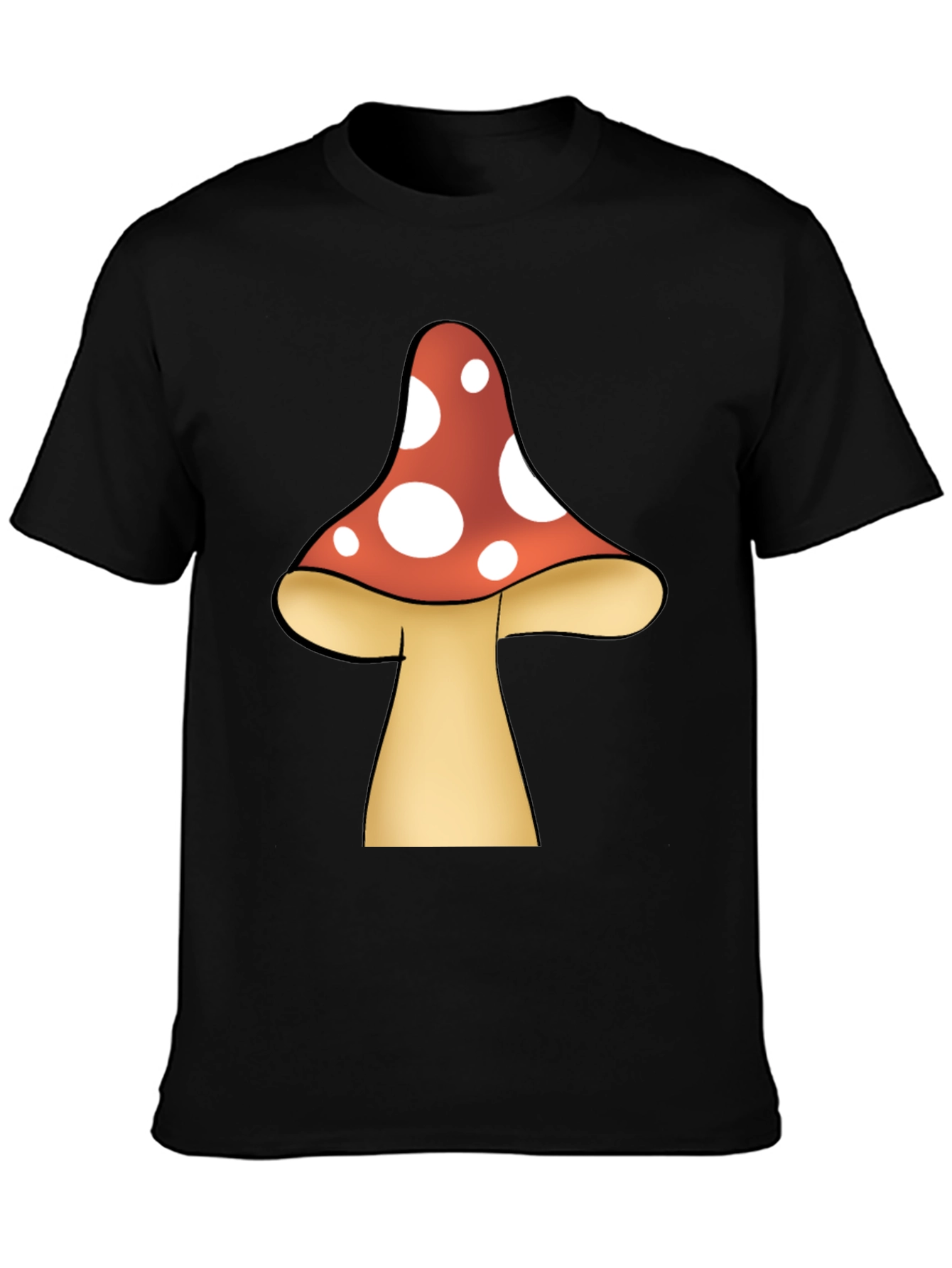 Black Mushroom Graphic Tee - Funky Black T-Shirt view 3