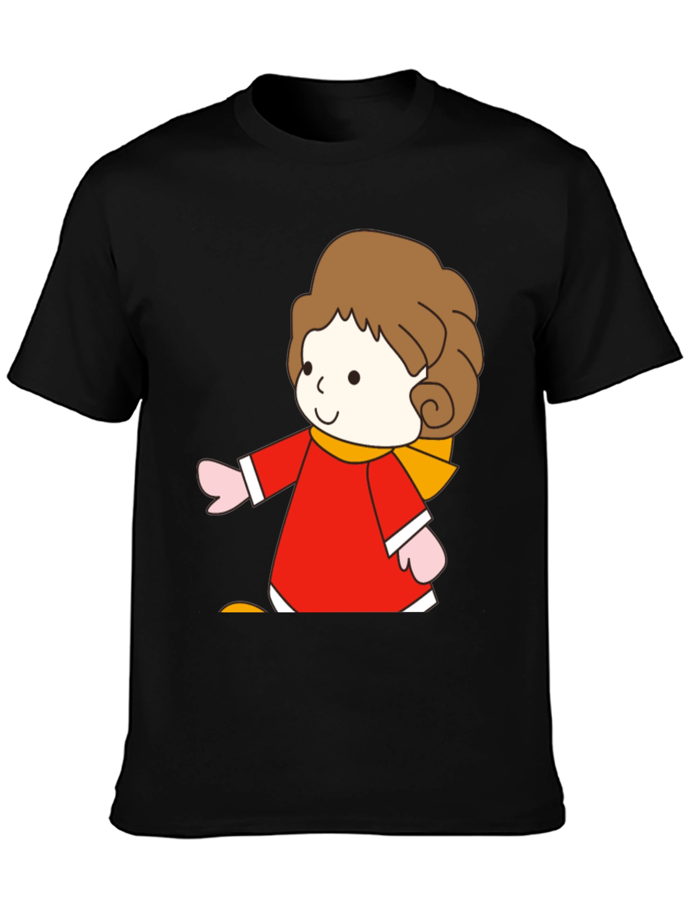 Black Cartoon Girl Graphic Tee - Soft Cotton Blend view 3
